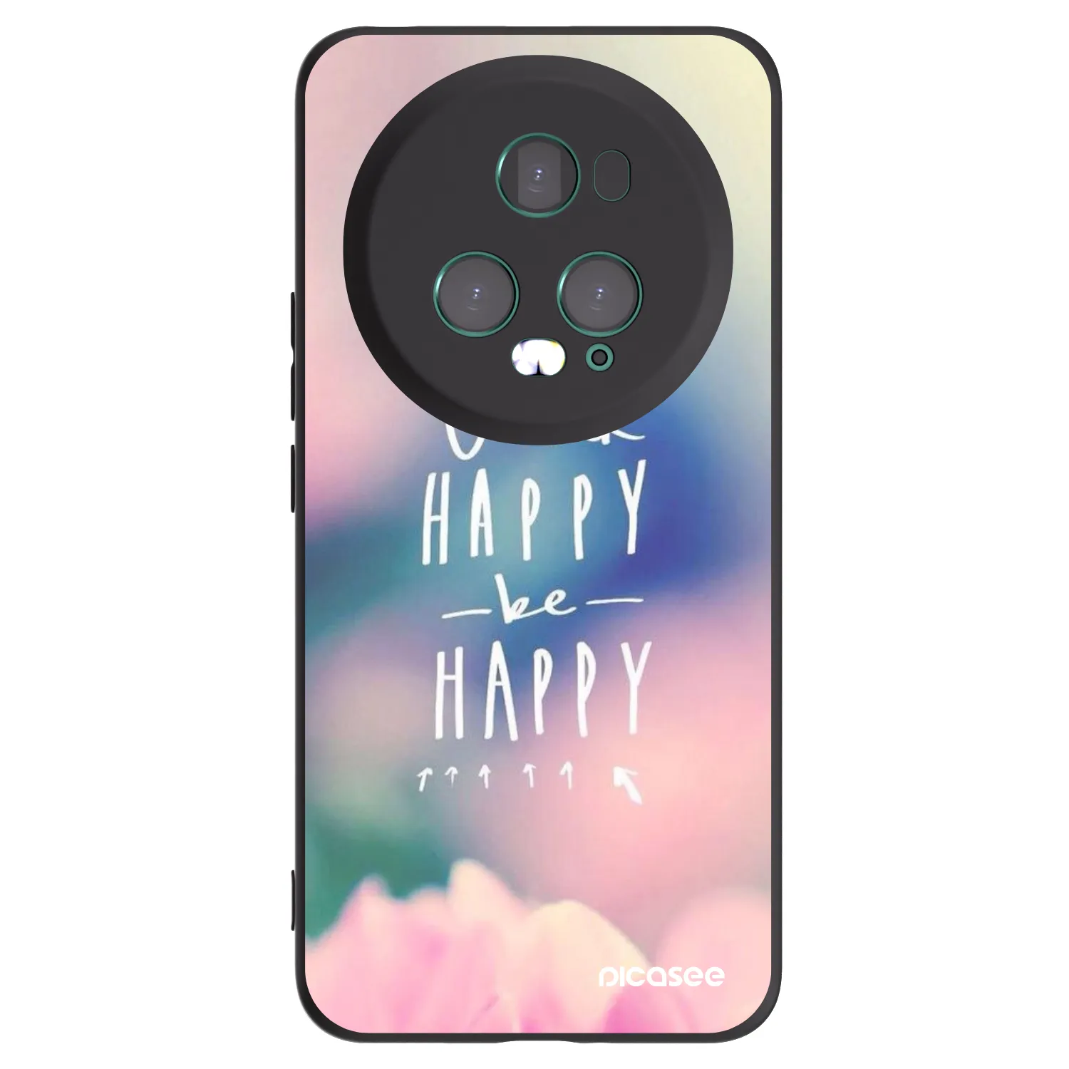 Picasee Μαύρη θήκη σιλικόνης για Honor Magic5 Pro - Think happy be happy
