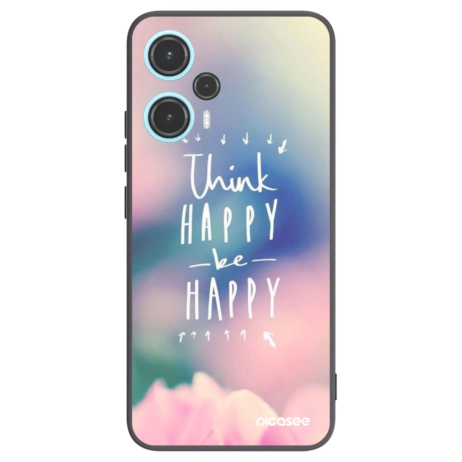 Picasee Μαύρη θήκη σιλικόνης για Xiaomi Poco F5 - Think happy be happy