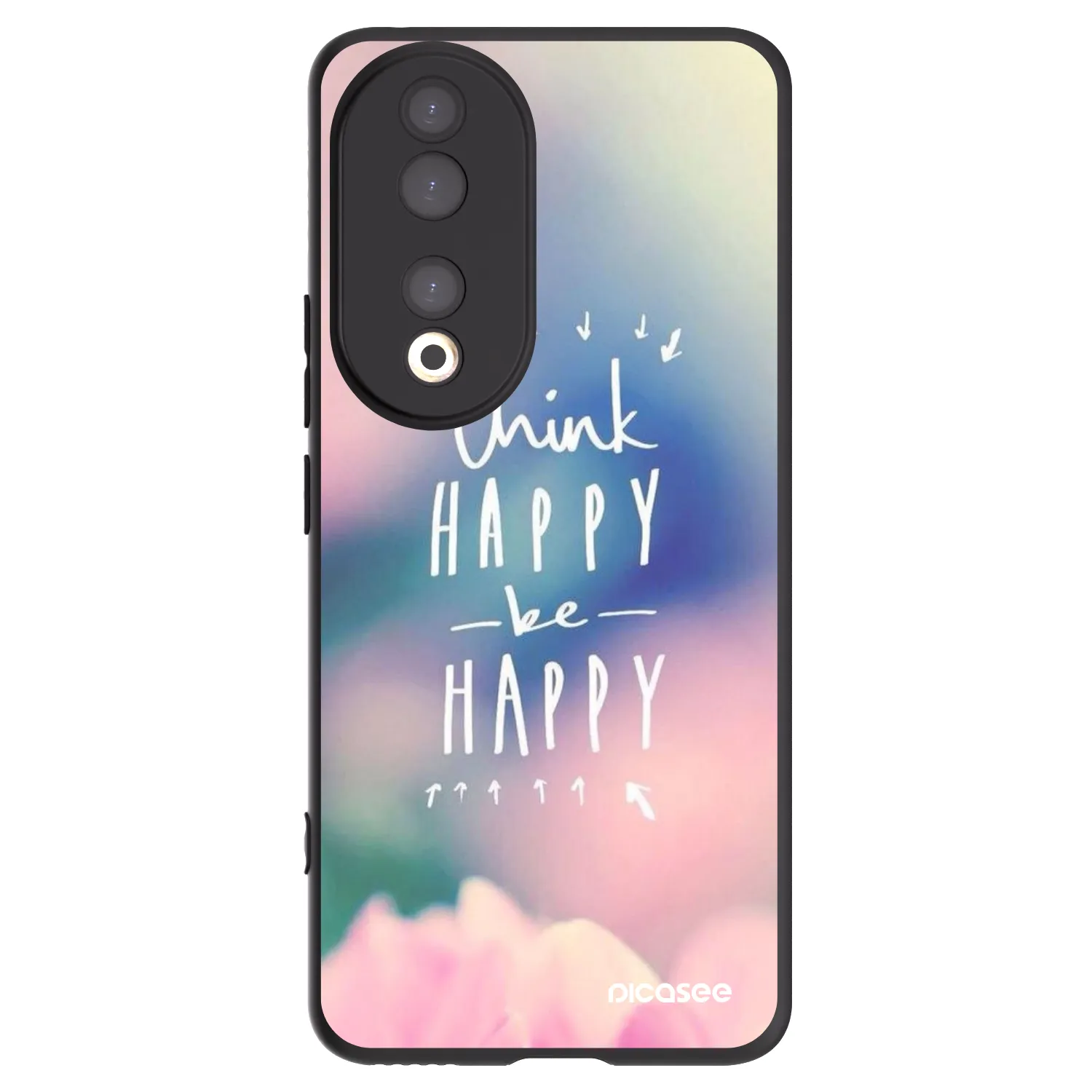 Picasee Μαύρη θήκη σιλικόνης για Honor 90 5G - Think happy be happy