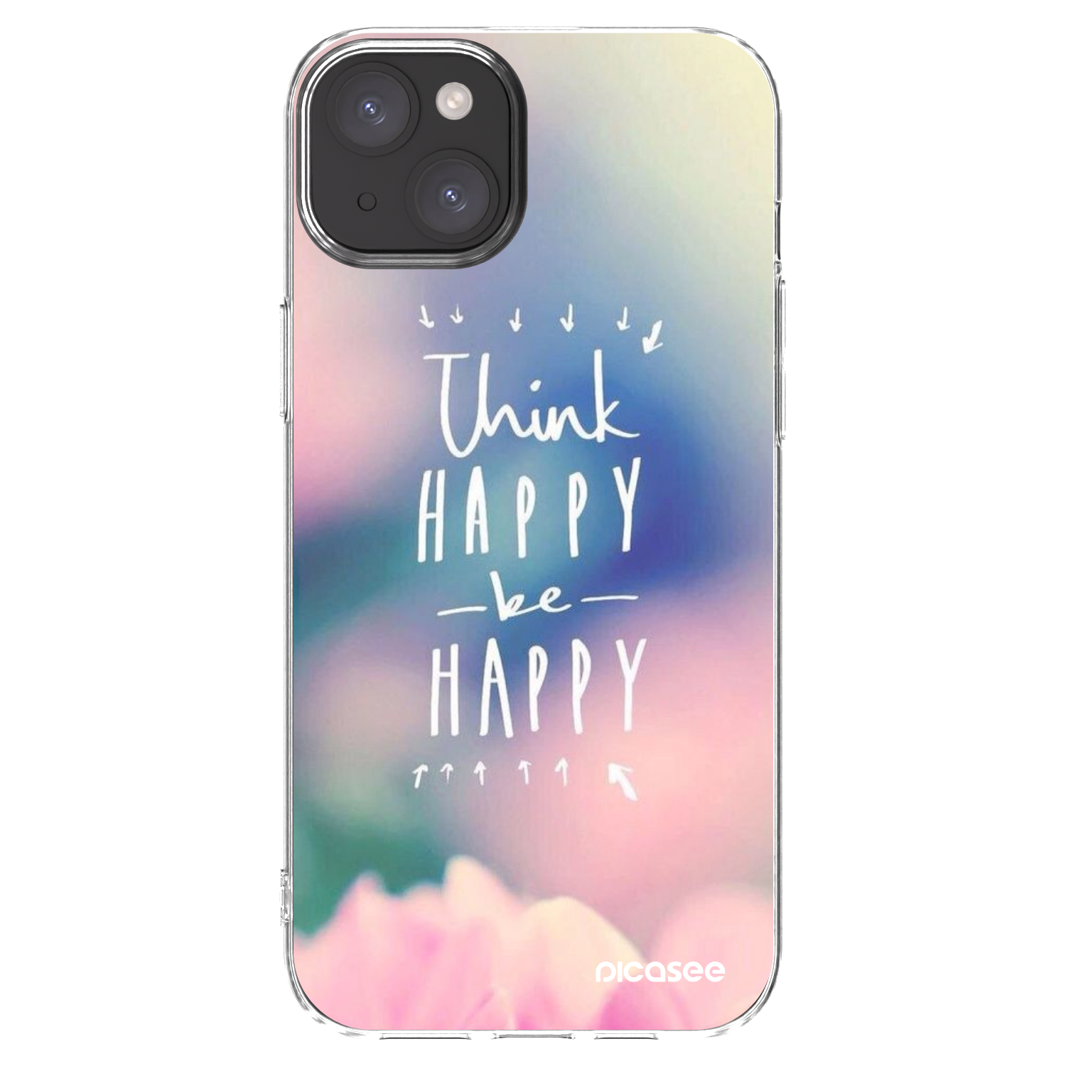 Picasee διαφανής θήκη σιλικόνης Apple iPhone 15 Plus - Think happy be happy