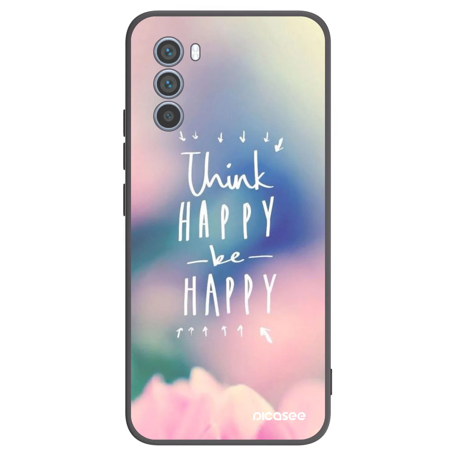 Picasee Μαύρη θήκη σιλικόνης για Motorola Moto G62 - Think happy be happy