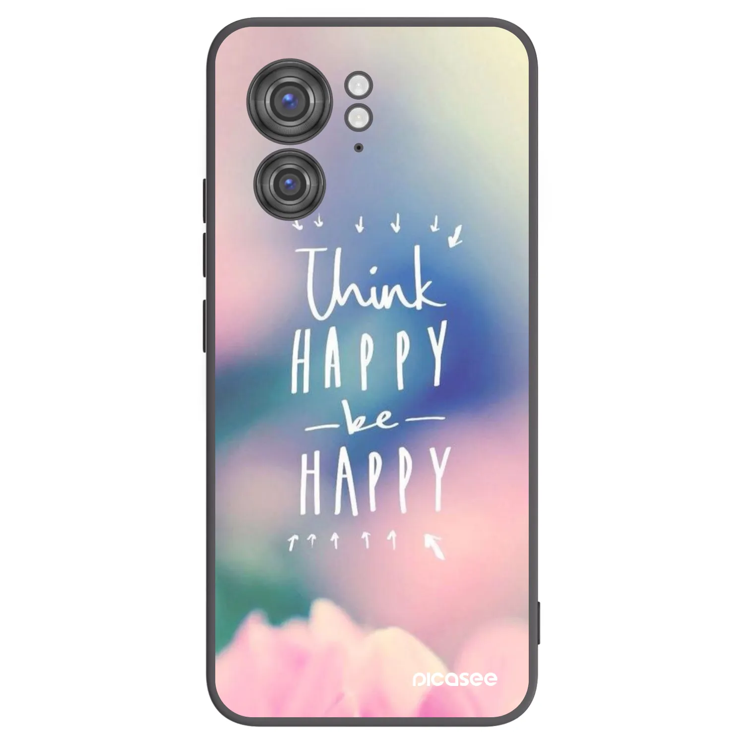 Picasee Μαύρη θήκη σιλικόνης για Motorola Edge 40 - Think happy be happy