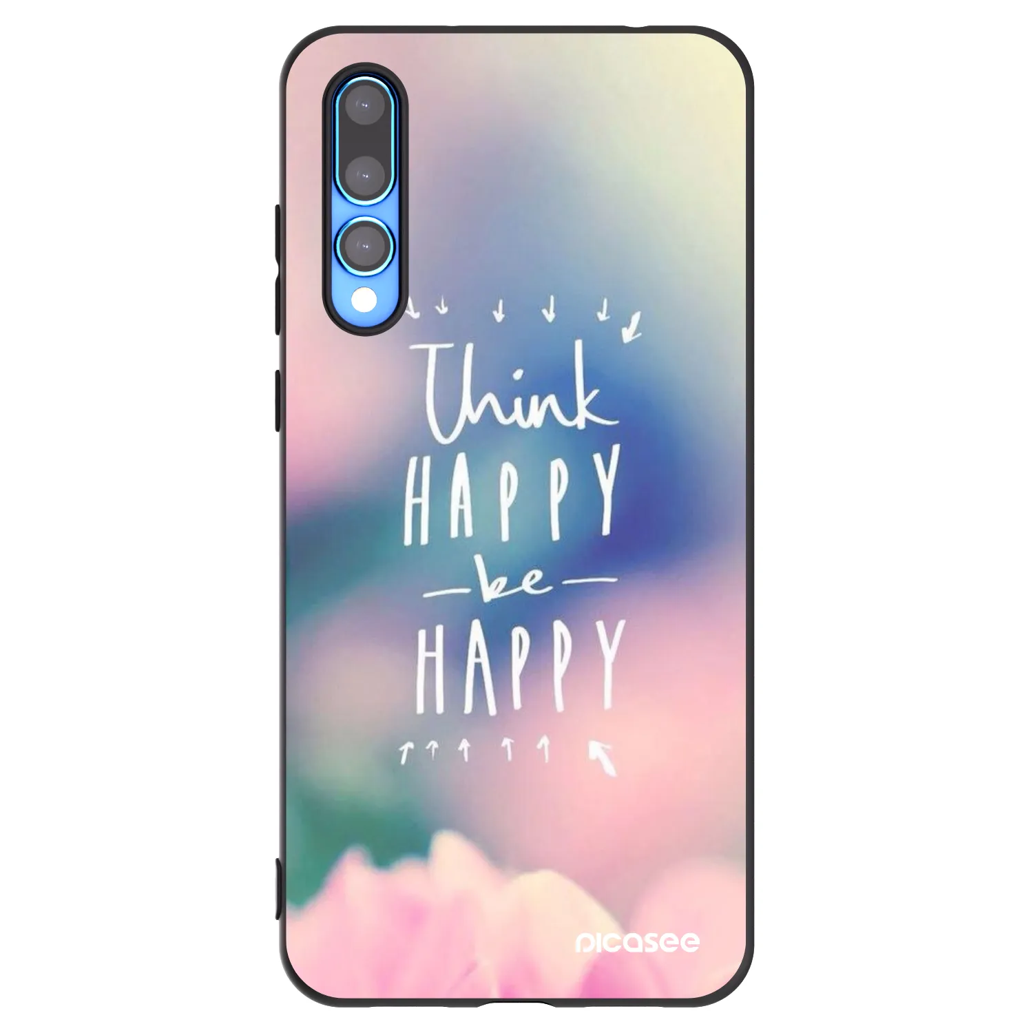Picasee Μαύρη θήκη σιλικόνης για Huawei P20 Pro - Think happy be happy