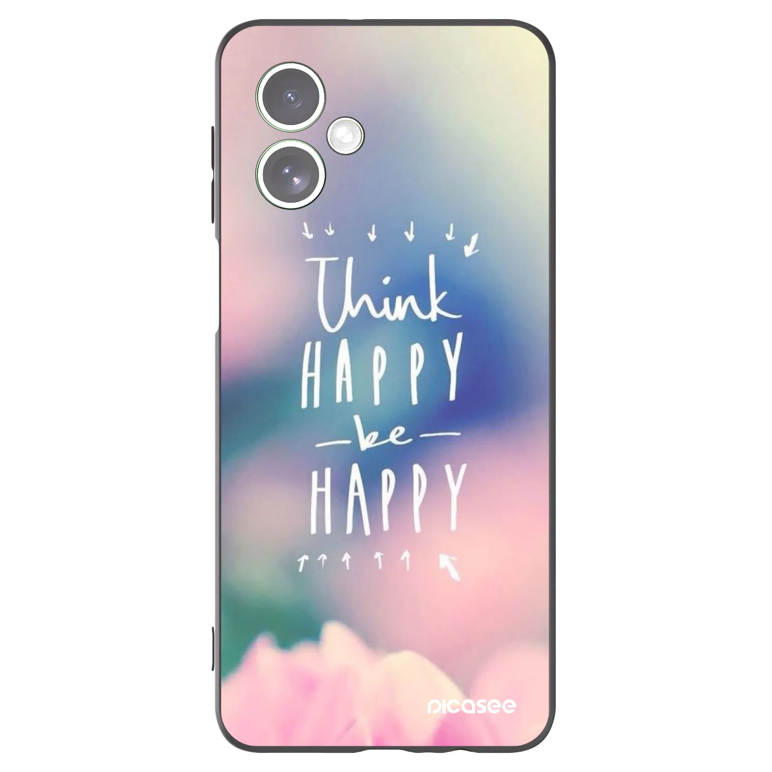 Picasee Μαύρη θήκη σιλικόνης για Motorola Moto G54 5G - Think happy be happy
