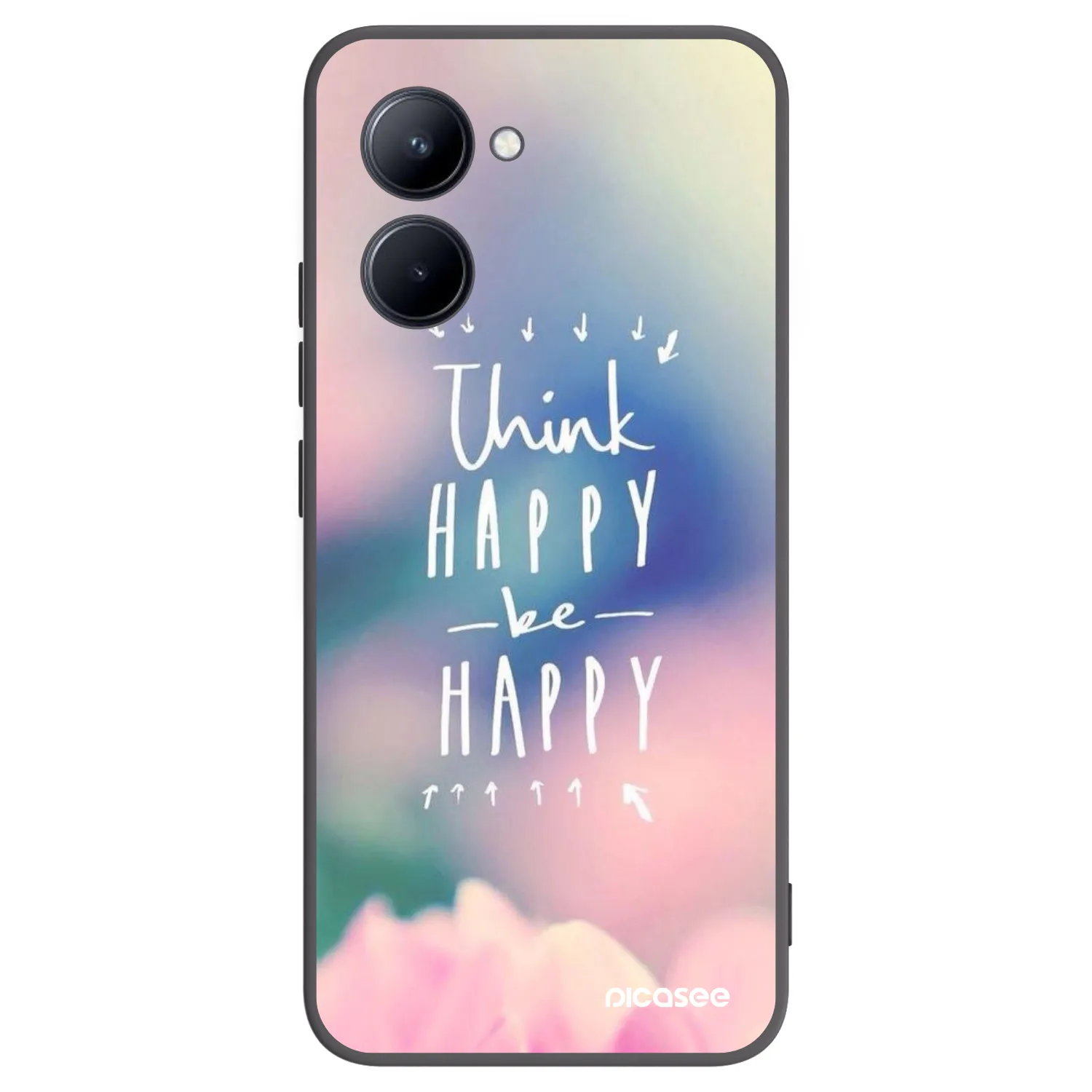 Picasee Μαύρη θήκη σιλικόνης για Realme C33 (2023) - Think happy be happy