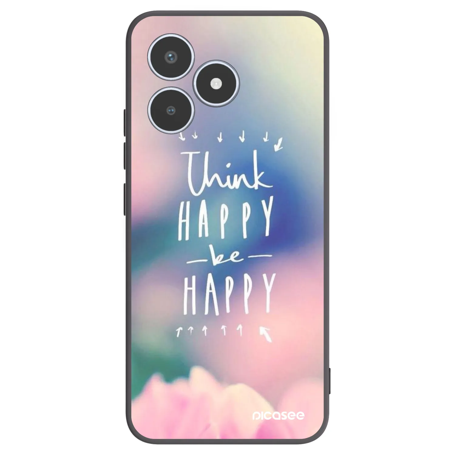 Picasee Μαύρη θήκη σιλικόνης για Realme C53 - Think happy be happy