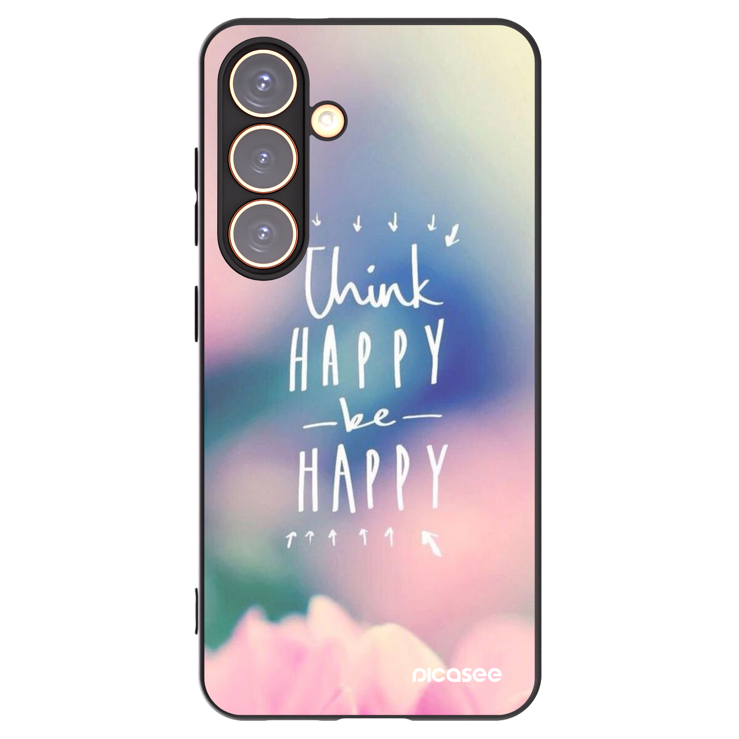Picasee Μαύρη θήκη σιλικόνης για Samsung Galaxy S24 S921B 5G - Think happy be happy
