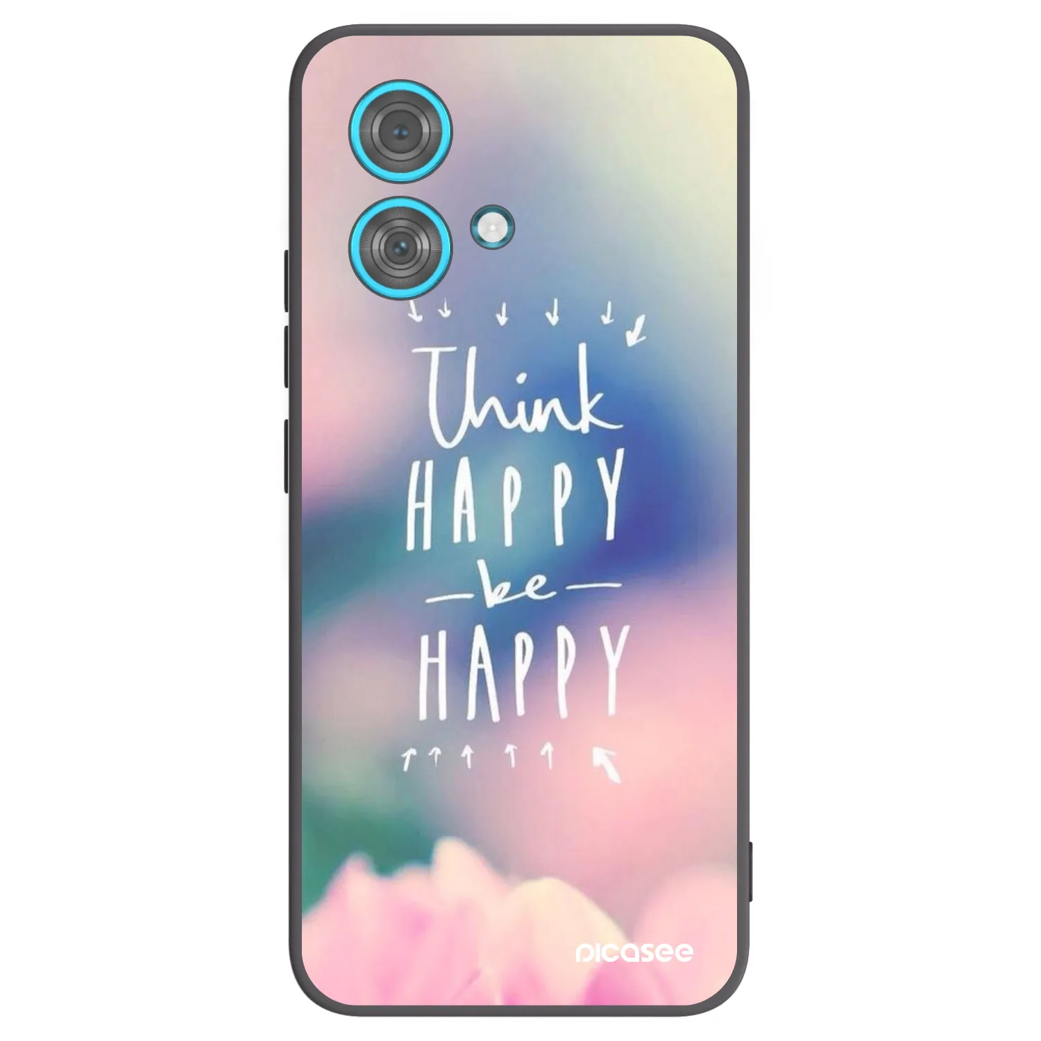 Picasee Μαύρη θήκη σιλικόνης για Motorola Edge 40 Neo - Think happy be happy