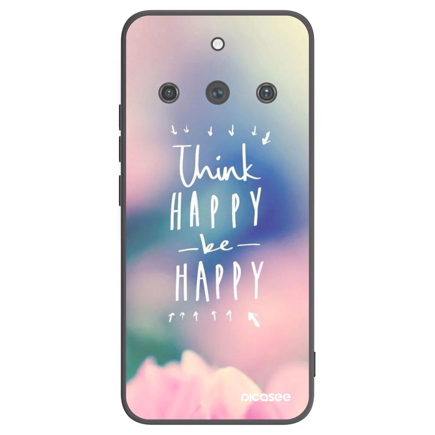 Picasee Μαύρη θήκη σιλικόνης για Realme 11 Pro+ - Think happy be happy