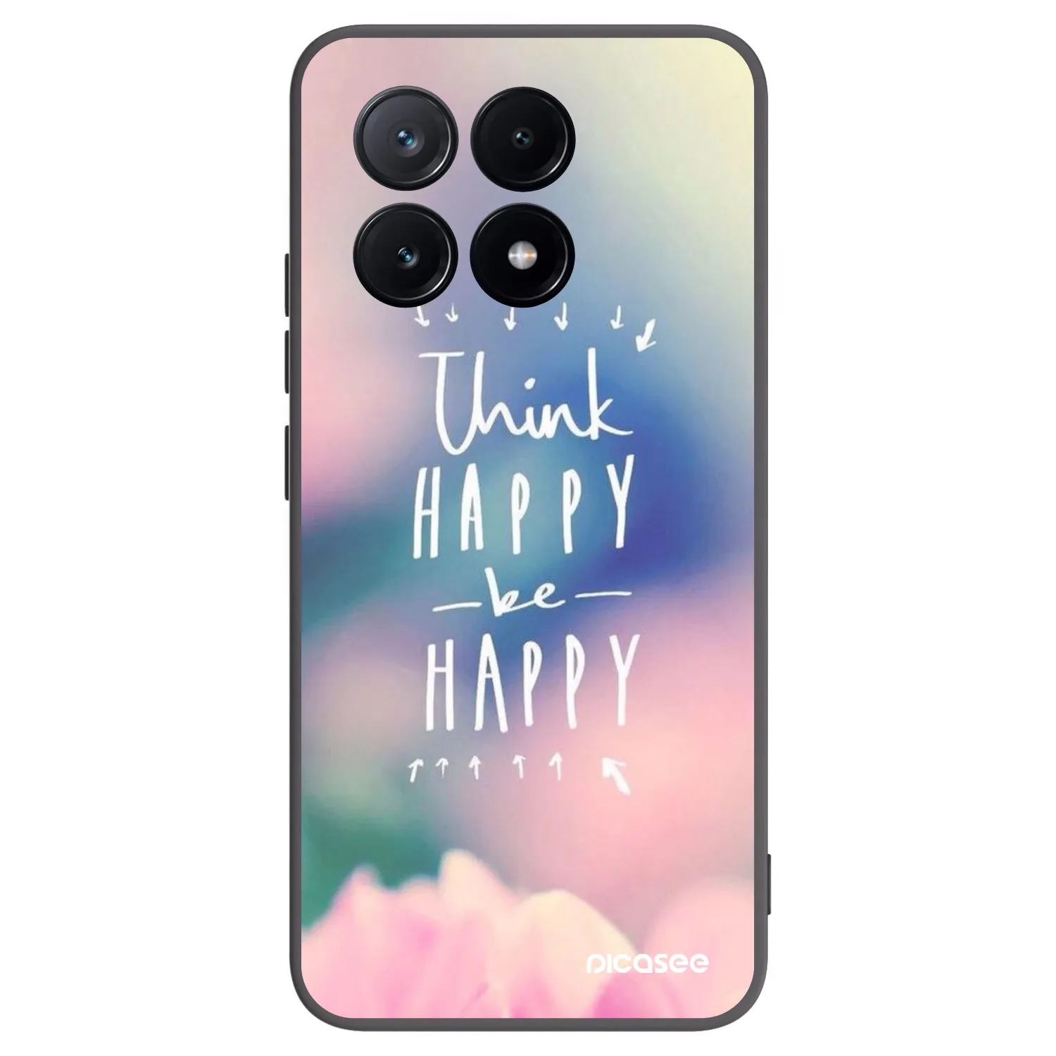 Picasee Μαύρη θήκη σιλικόνης για Xiaomi Poco X6 Pro - Think happy be happy