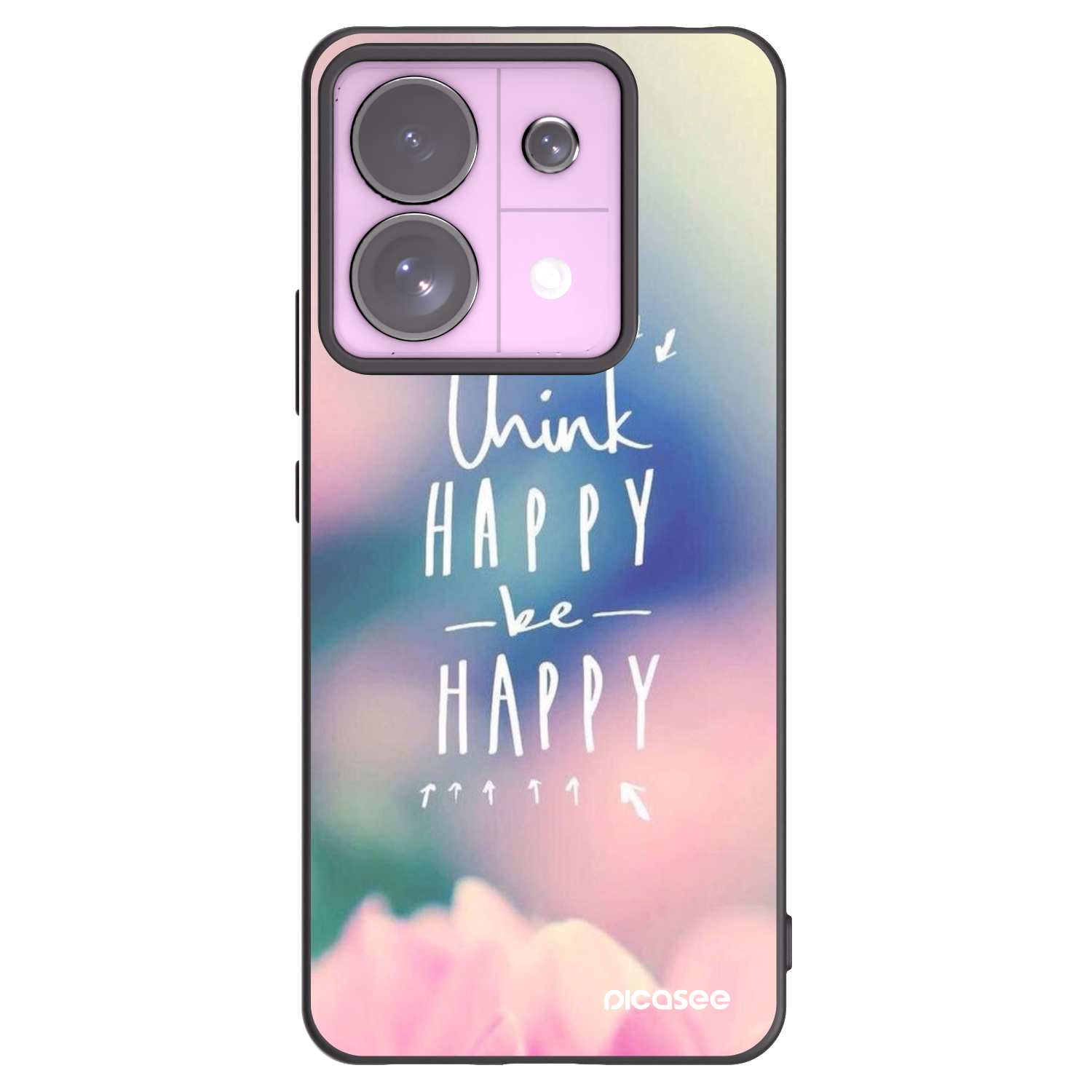 Picasee Μαύρη θήκη σιλικόνης για Xiaomi Redmi Note 13 Pro 5G - Think happy be happy