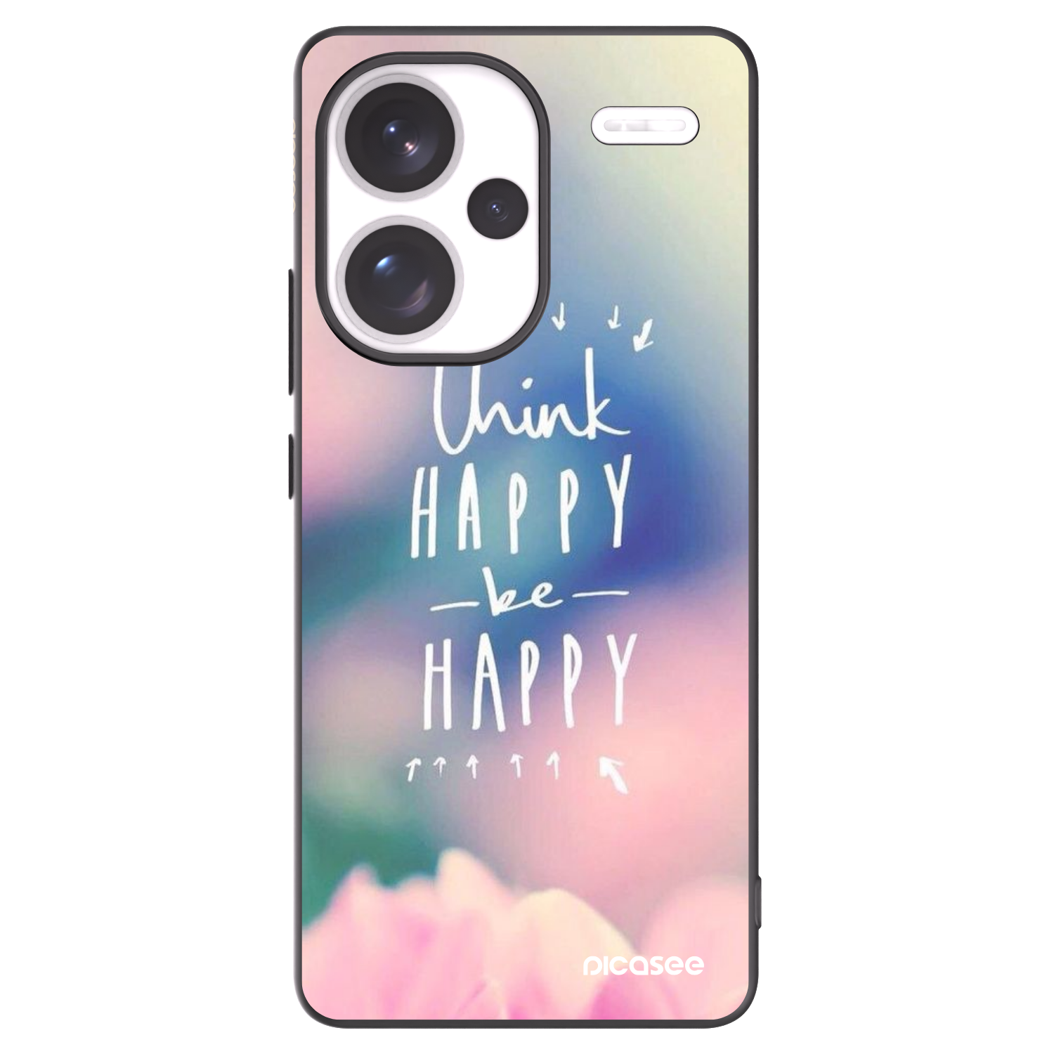 Picasee Μαύρη θήκη σιλικόνης για Xiaomi Redmi Note 13 Pro+ 5G - Think happy be happy