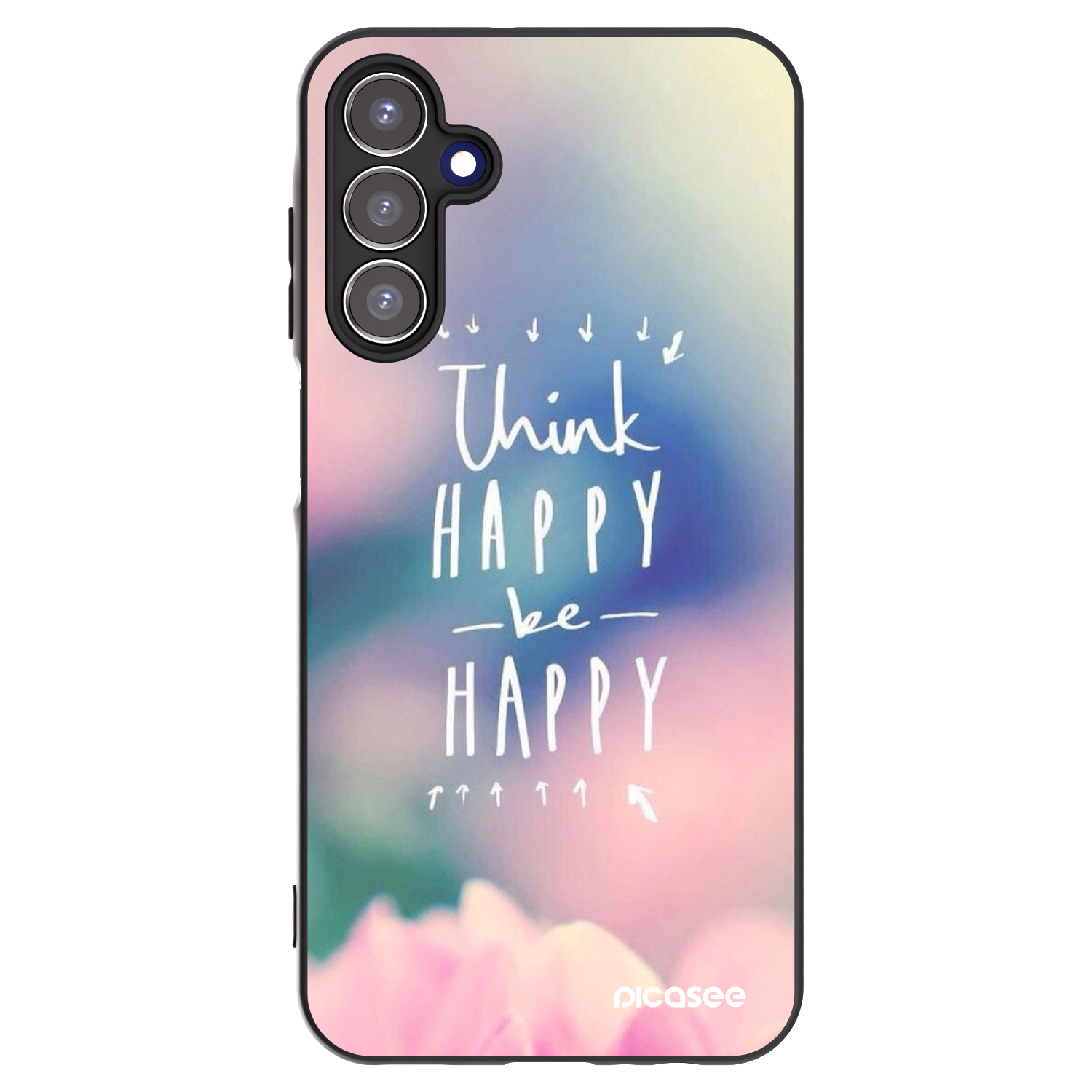 Picasee Μαύρη θήκη σιλικόνης για Samsung Galaxy A15 A156B 5G - Think happy be happy