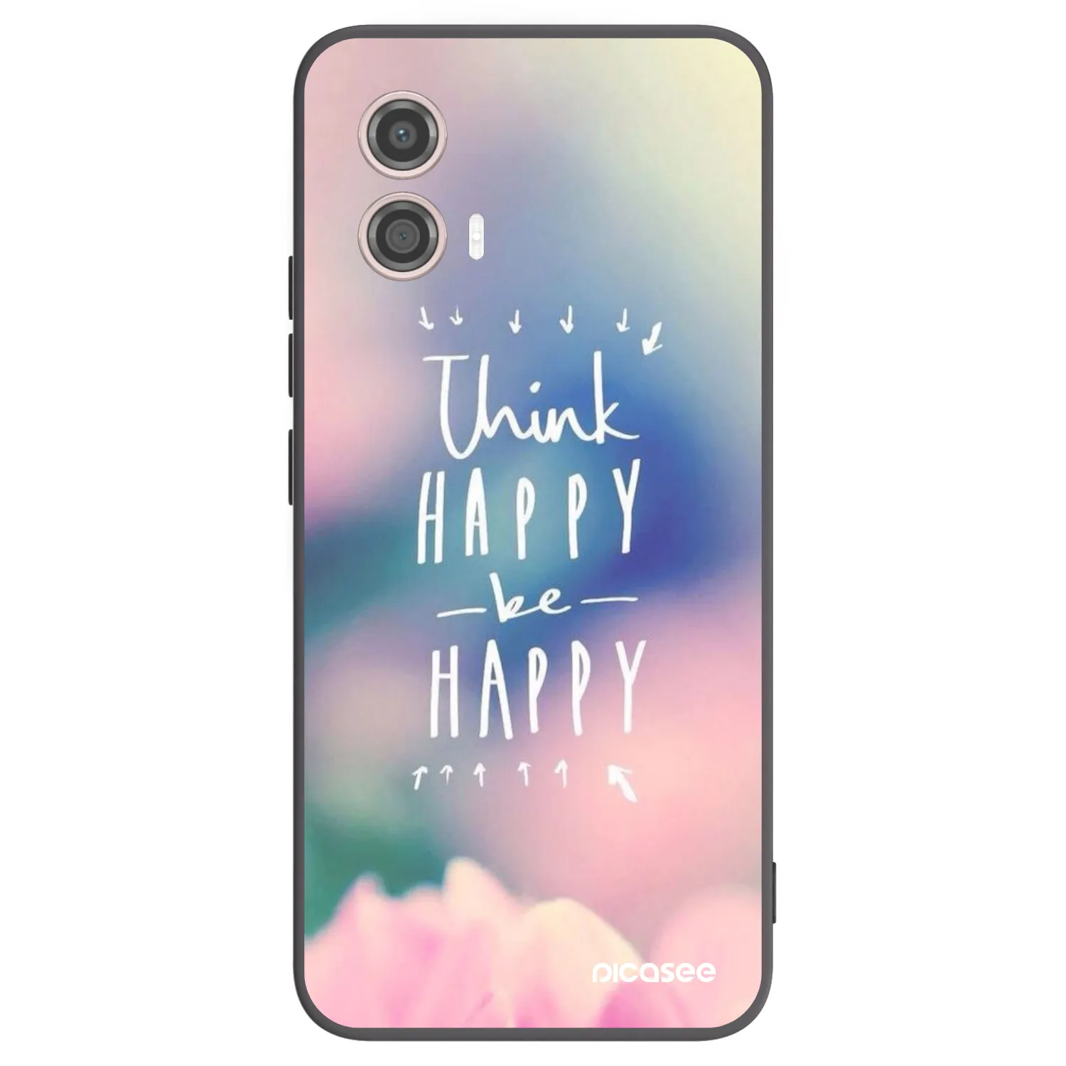Picasee Μαύρη θήκη σιλικόνης για Motorola Moto G53 5G - Think happy be happy
