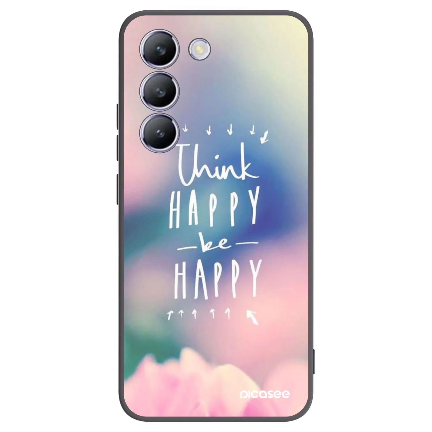 Picasee Μαύρη θήκη σιλικόνης για Vivo V40 SE 5G - Think happy be happy