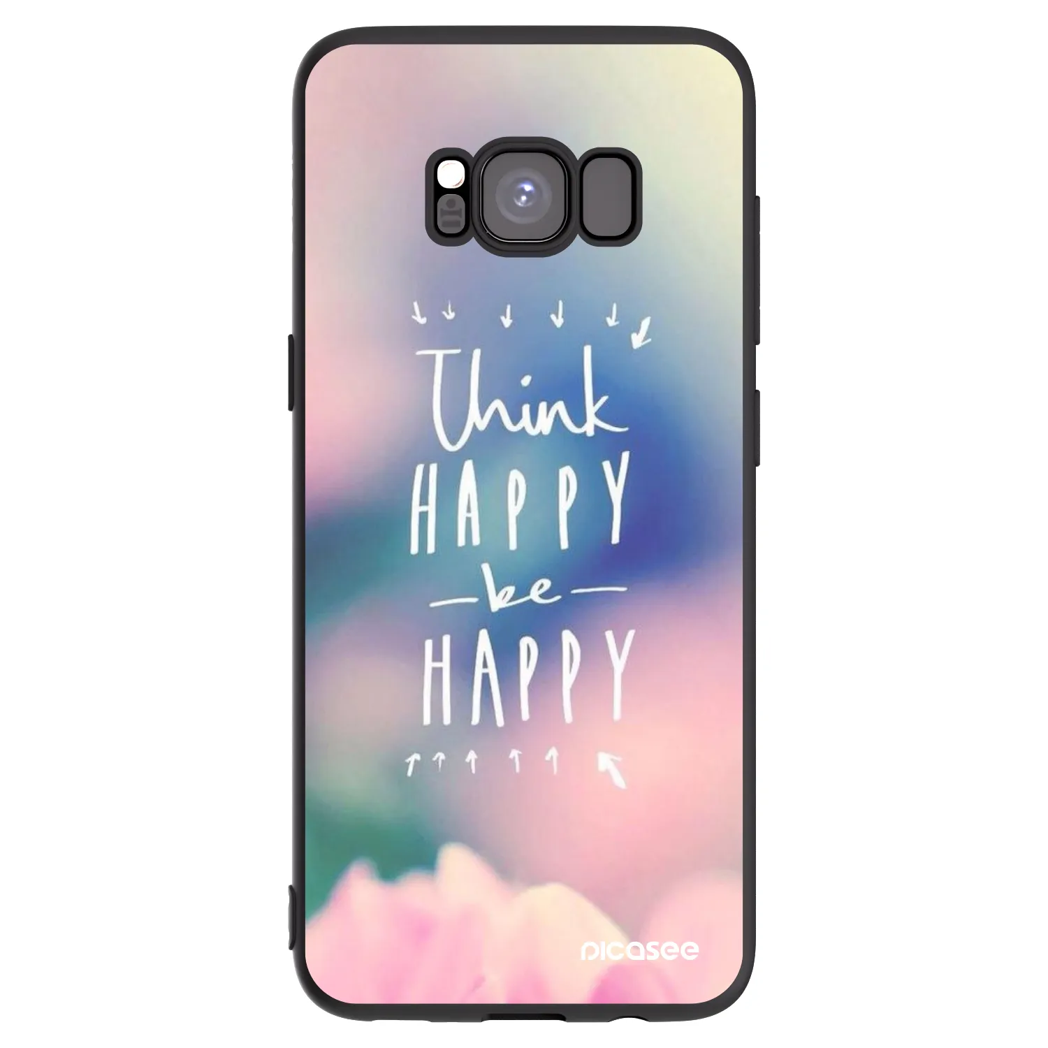 Picasee Μαύρη θήκη σιλικόνης για Samsung Galaxy S8 G950F - Think happy be happy