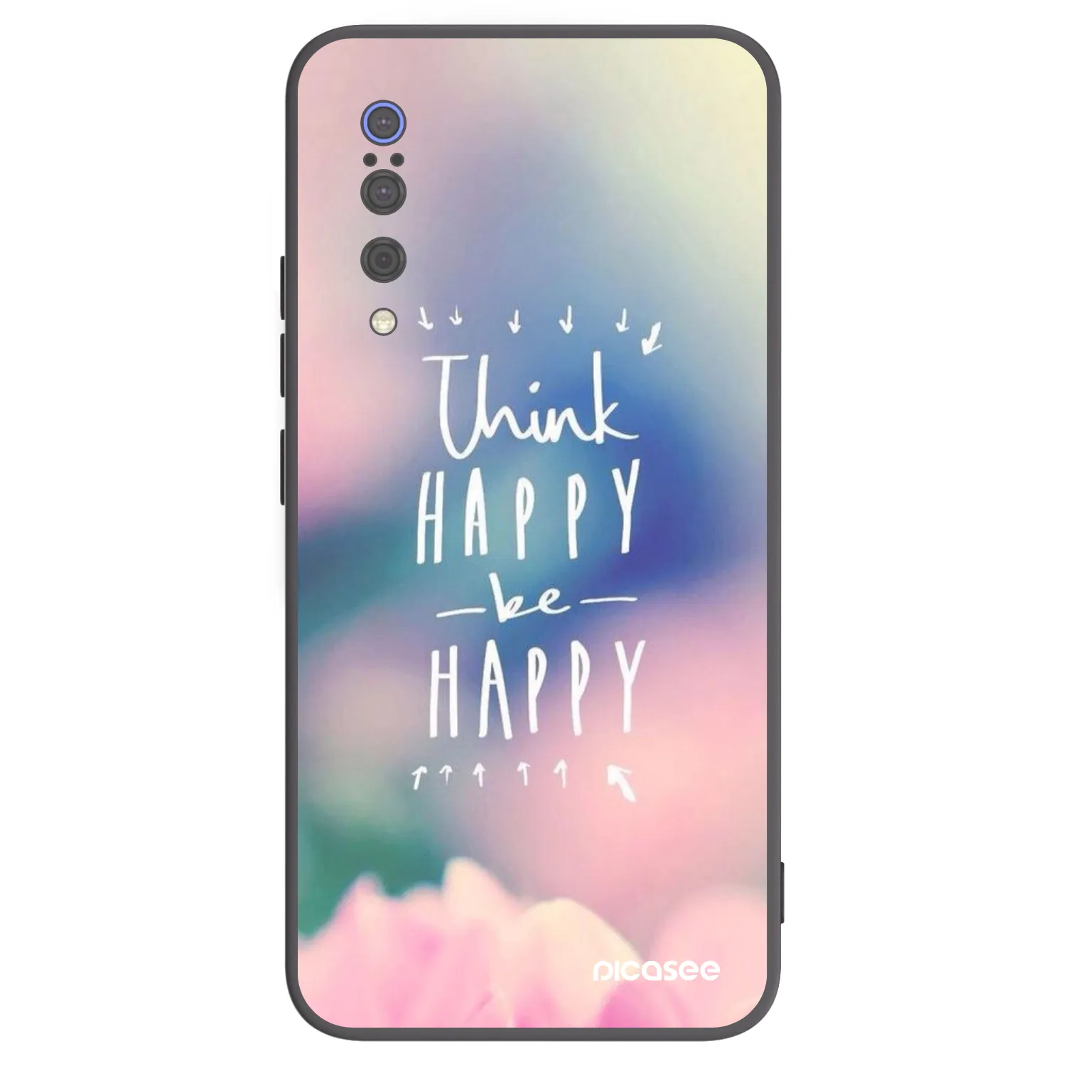 Picasee Μαύρη θήκη σιλικόνης για Xiaomi Mi 9 - Think happy be happy