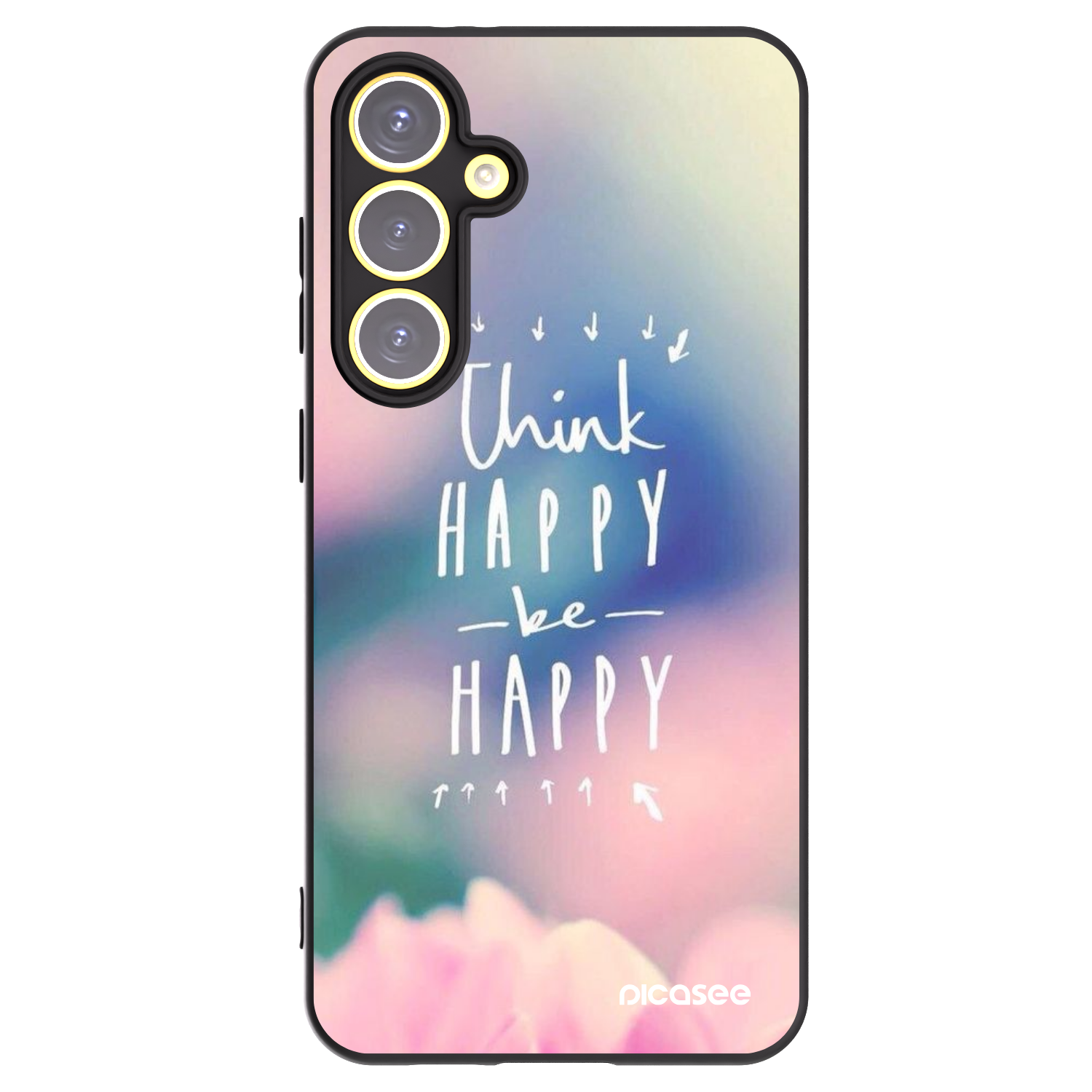 Picasee Μαύρη θήκη σιλικόνης για Samsung Galaxy S24 FE S721B - Think happy be happy