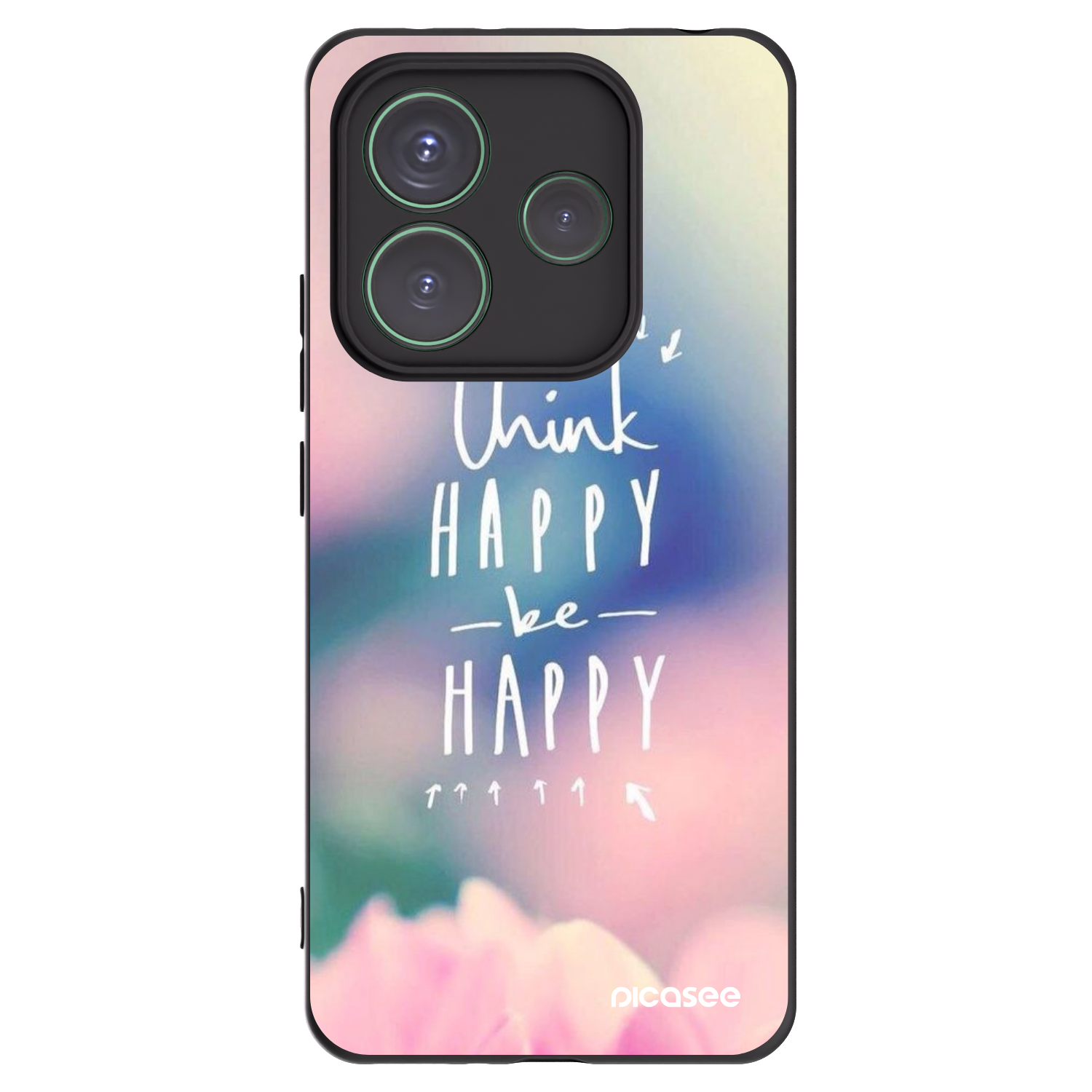 Picasee Μαύρη θήκη σιλικόνης για Xiaomi Redmi Note 14 5G - Think happy be happy