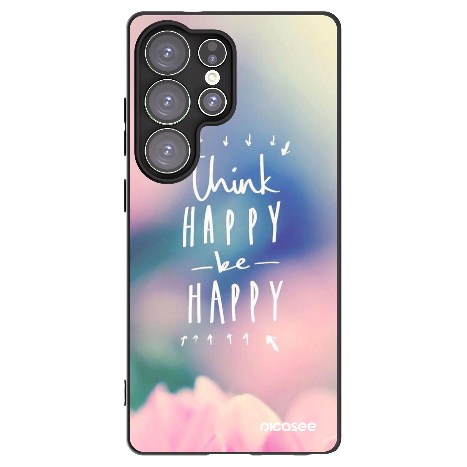 Picasee Μαύρη θήκη σιλικόνης για Samsung Galaxy S25 Ultra 5G - Think happy be happy