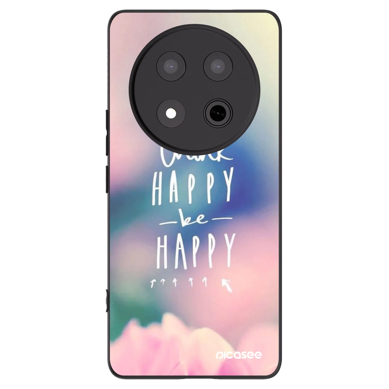 Picasee Μαύρη θήκη σιλικόνης για Honor Magic7 Lite 5G - Think happy be happy
