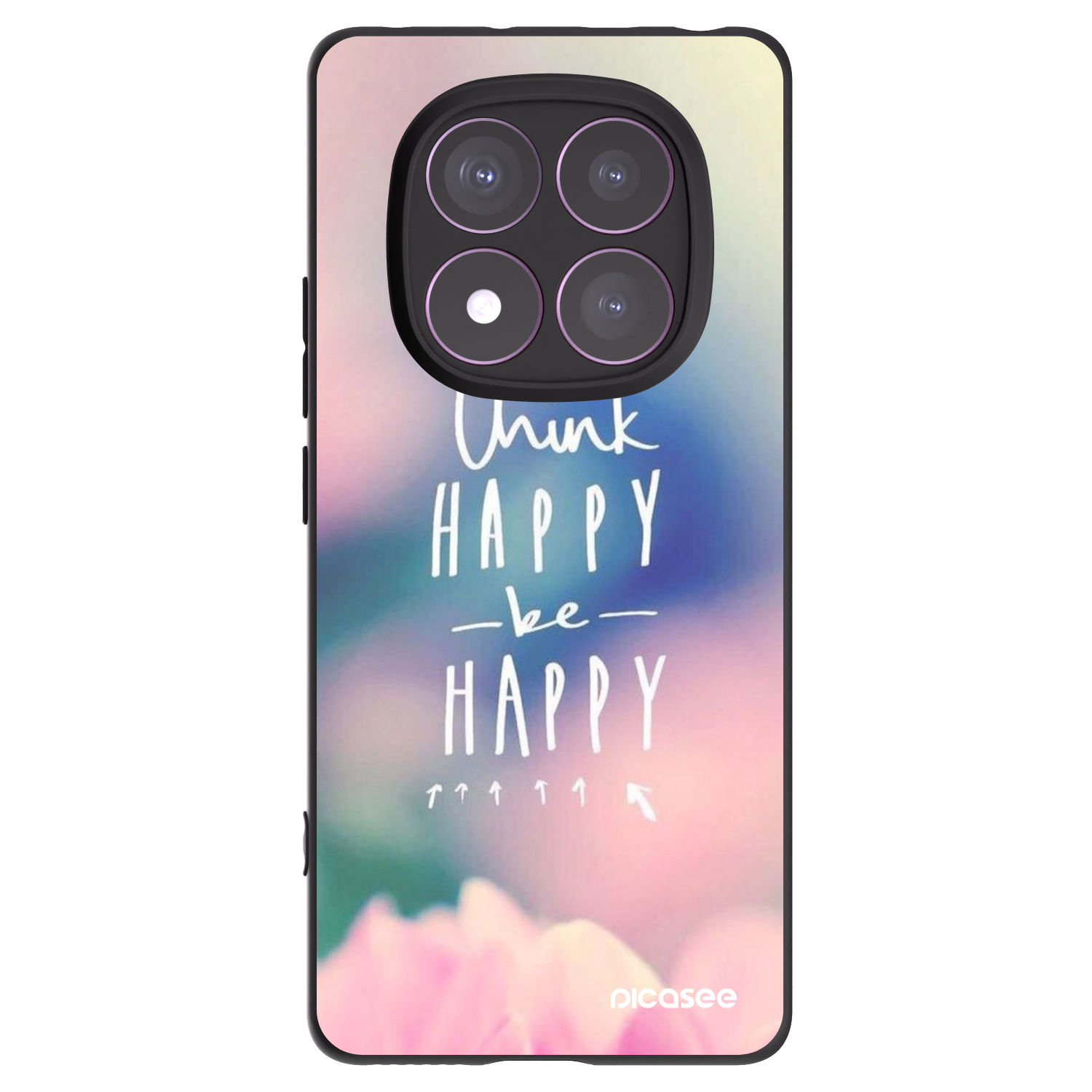 Picasee Μαύρη θήκη σιλικόνης για Xiaomi Redmi Note 14 Pro 4G - Think happy be happy