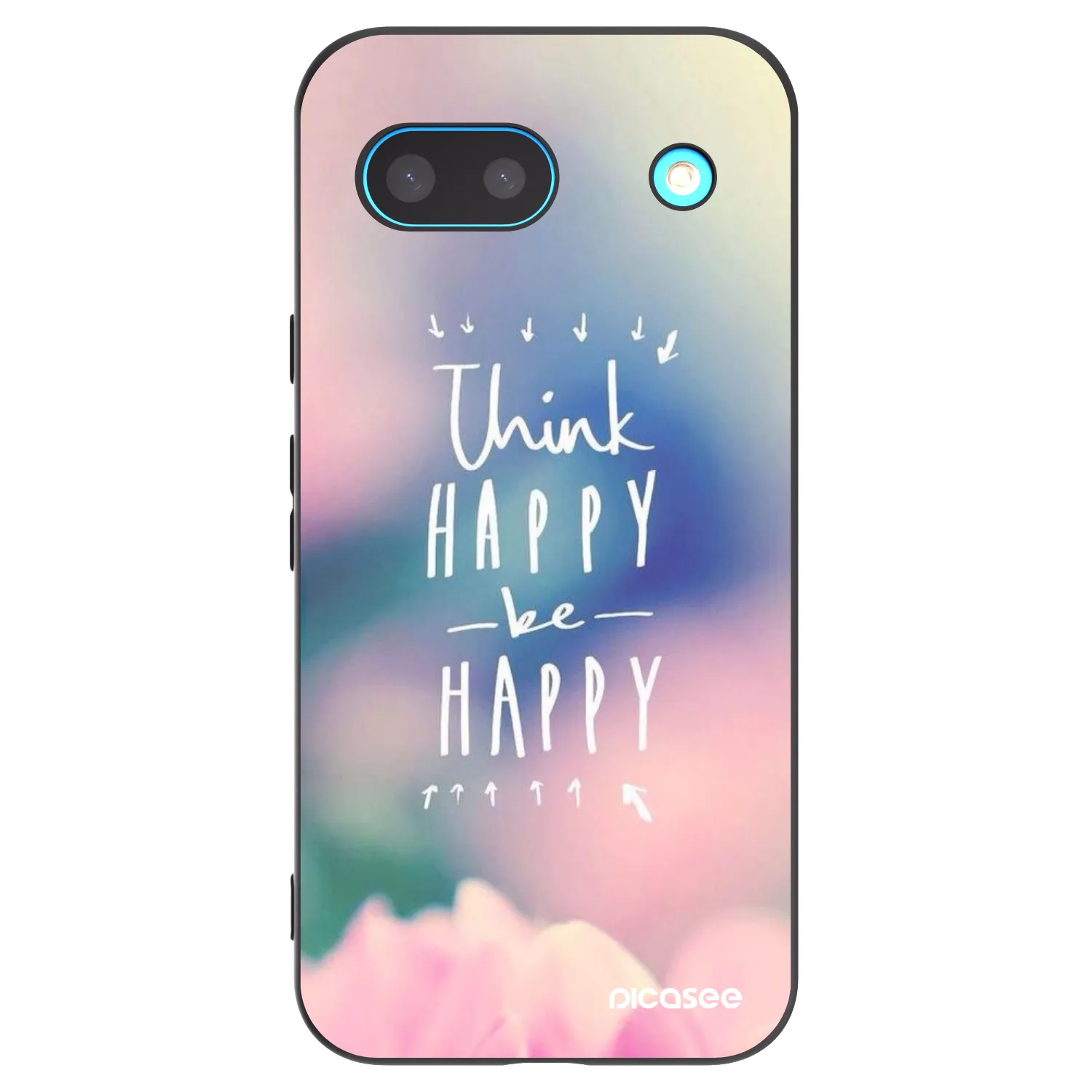 Picasee Μαύρη θήκη σιλικόνης για Google Pixel 8a - Think happy be happy