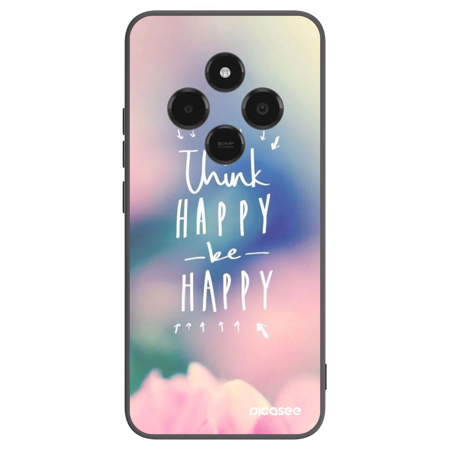 Picasee Μαύρη θήκη σιλικόνης για Xiaomi Poco C75 - Think happy be happy