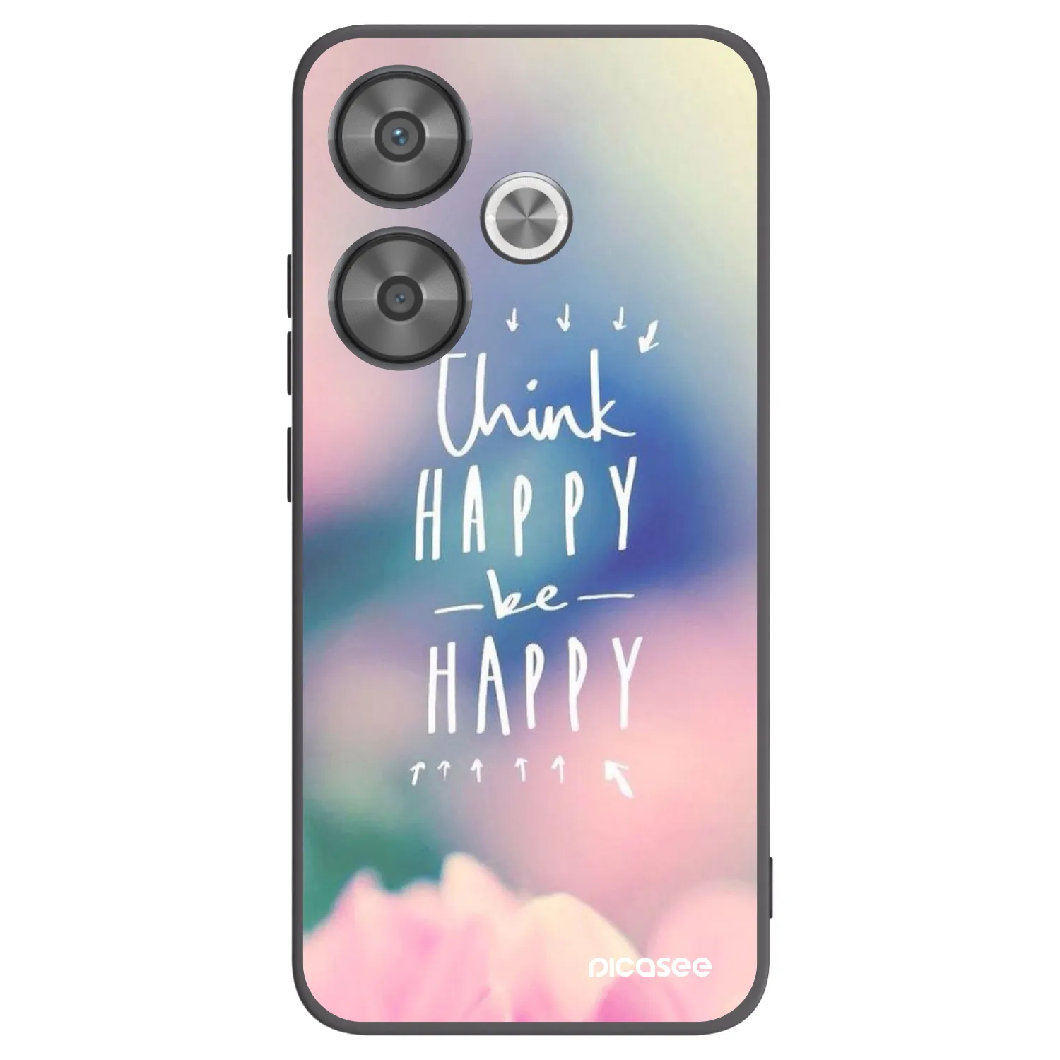 Picasee Μαύρη θήκη σιλικόνης για Xiaomi Poco F6 - Think happy be happy