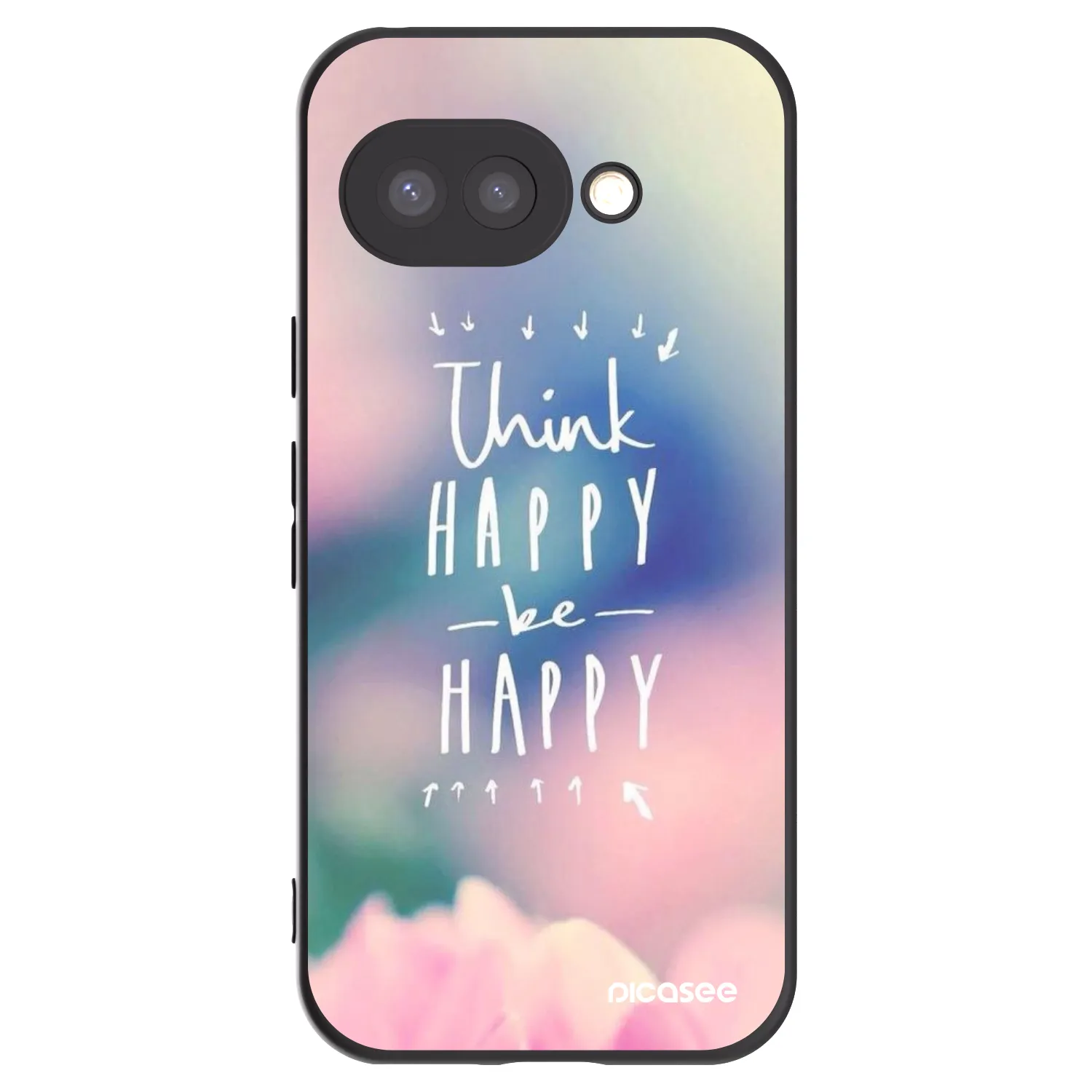 Picasee Μαύρη θήκη σιλικόνης για Google Pixel 9a - Think happy be happy