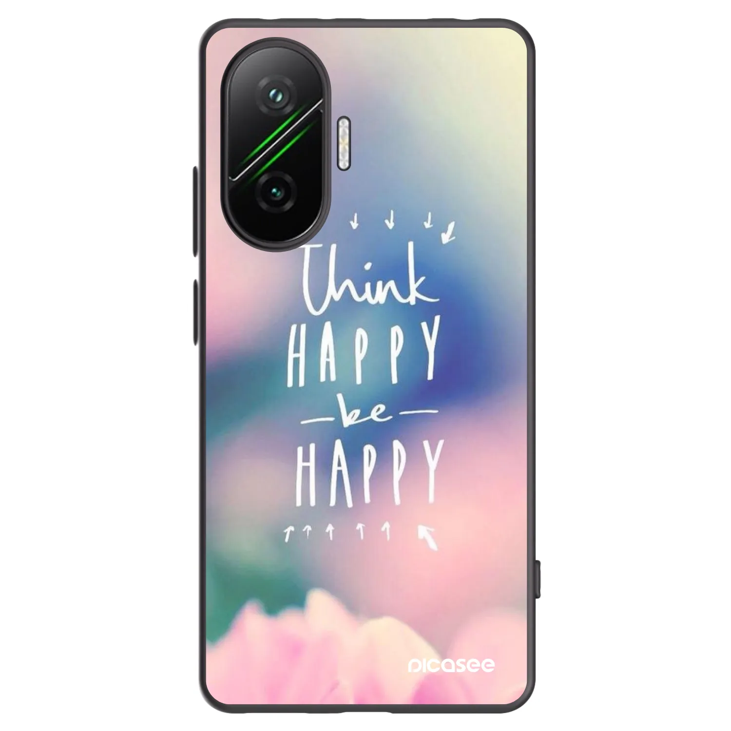 Picasee Μαύρη θήκη σιλικόνης για Xiaomi Poco F7 Pro 5G - Think happy be happy