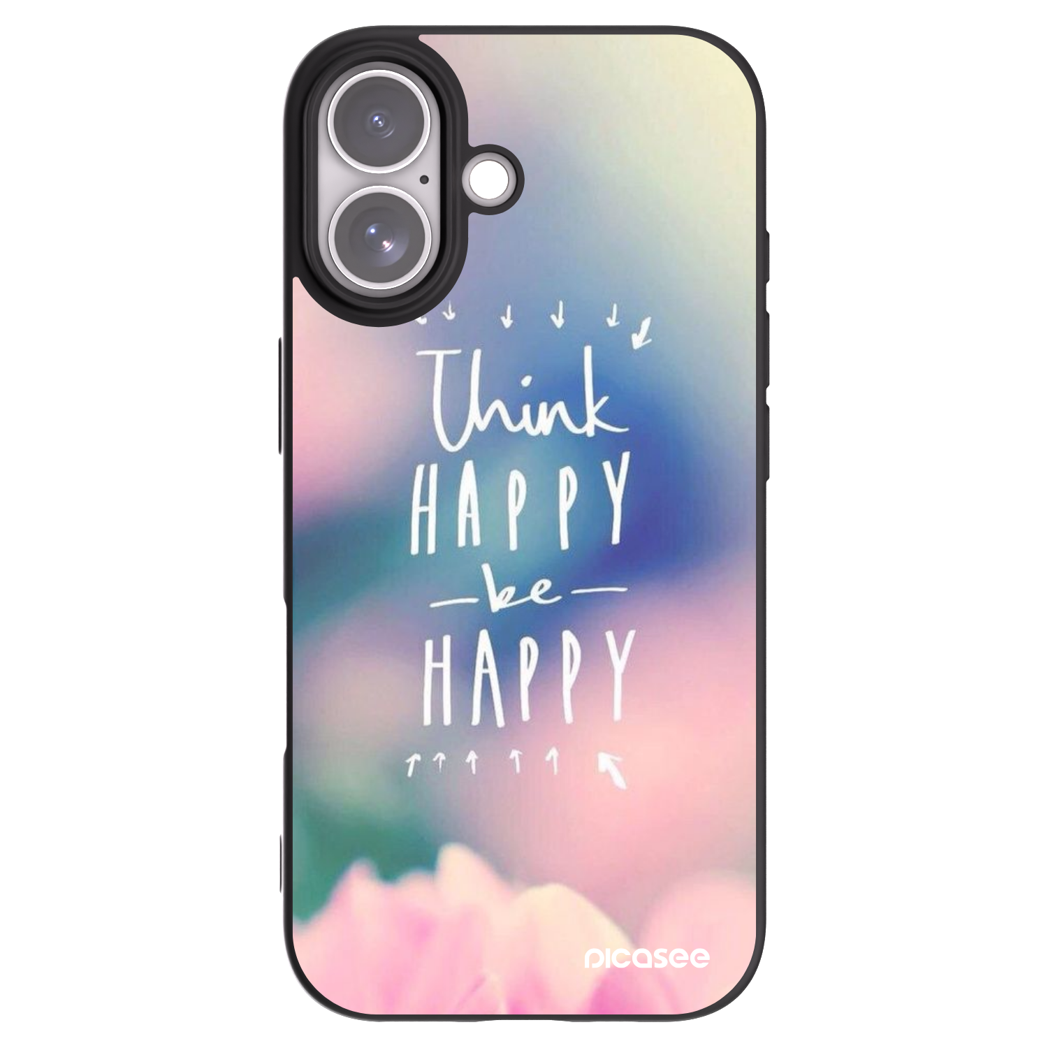 Picasee Μαύρη θήκη σιλικόνης για Apple iPhone 17 - Think happy be happy