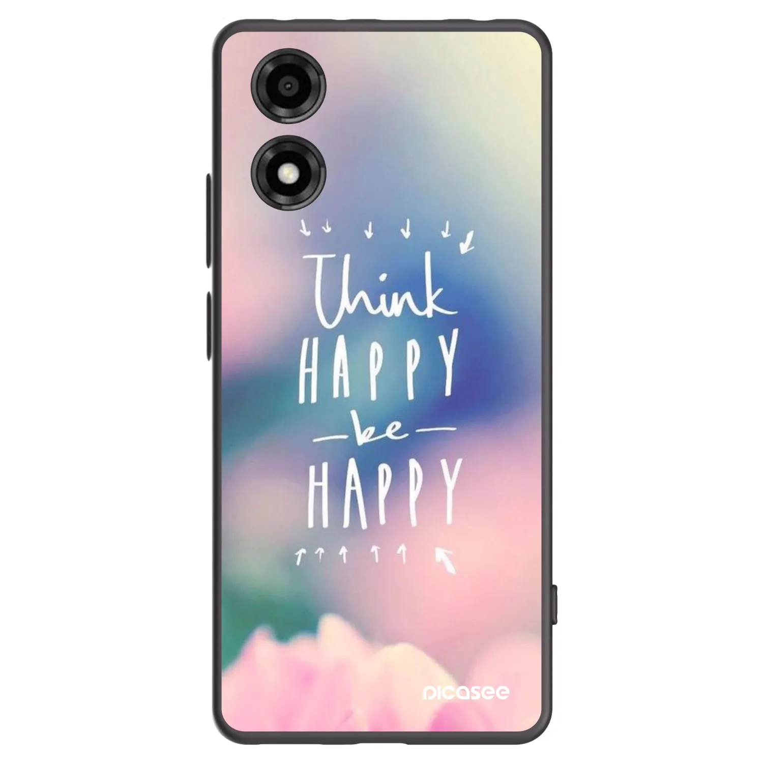 Picasee Μαύρη θήκη σιλικόνης για Motorola Moto E14 - Think happy be happy