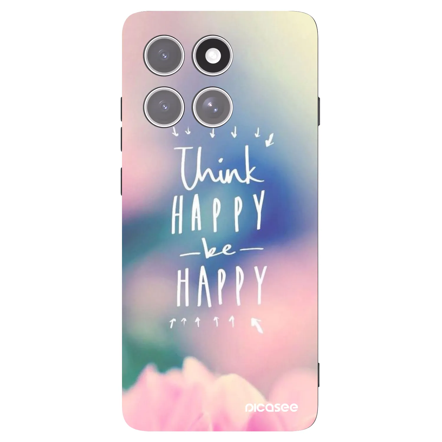 Picasee Μαύρη θήκη σιλικόνης για Motorola Edge 60 Pro - Think happy be happy