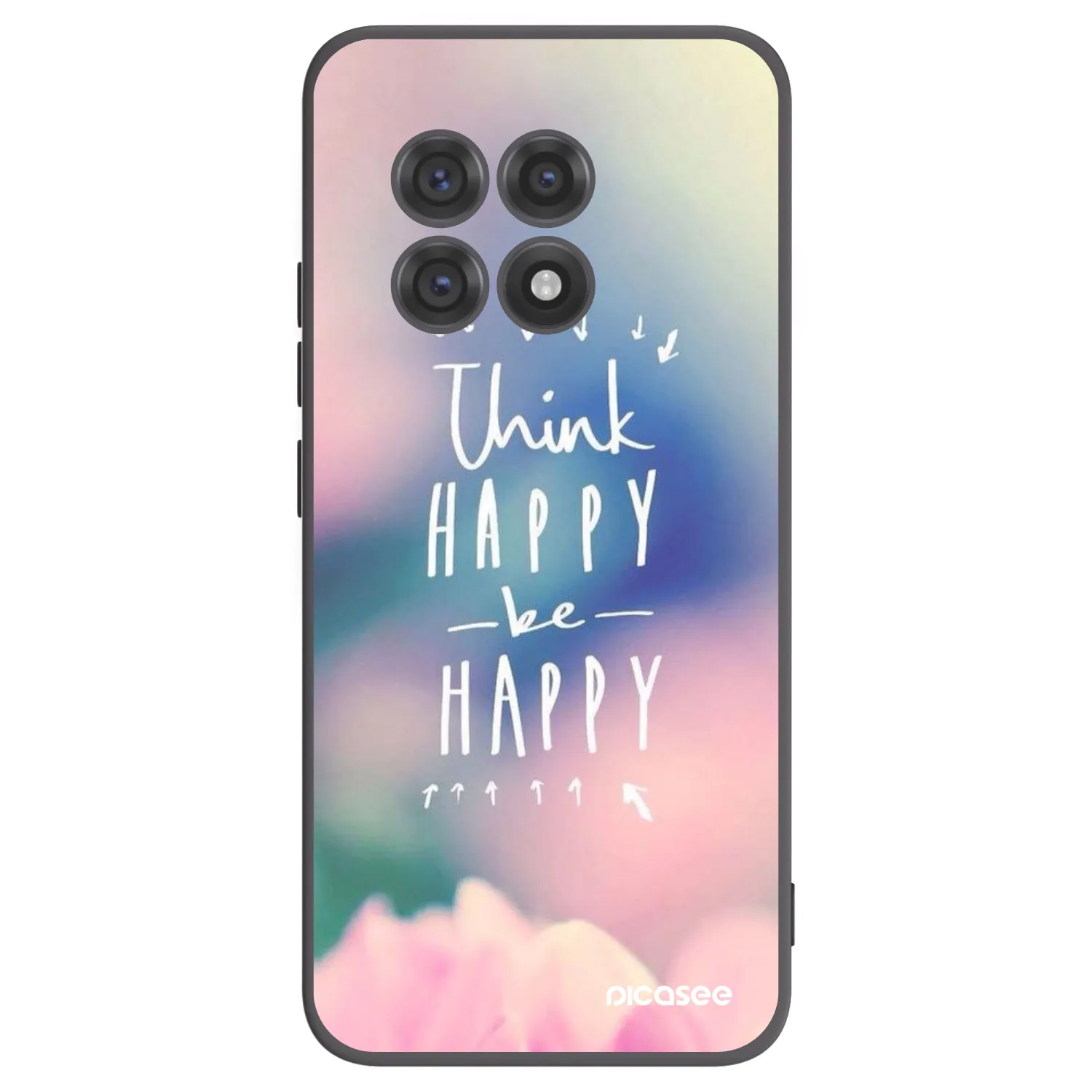 Picasee Μαύρη θήκη σιλικόνης για OnePlus 13R 5G - Think happy be happy