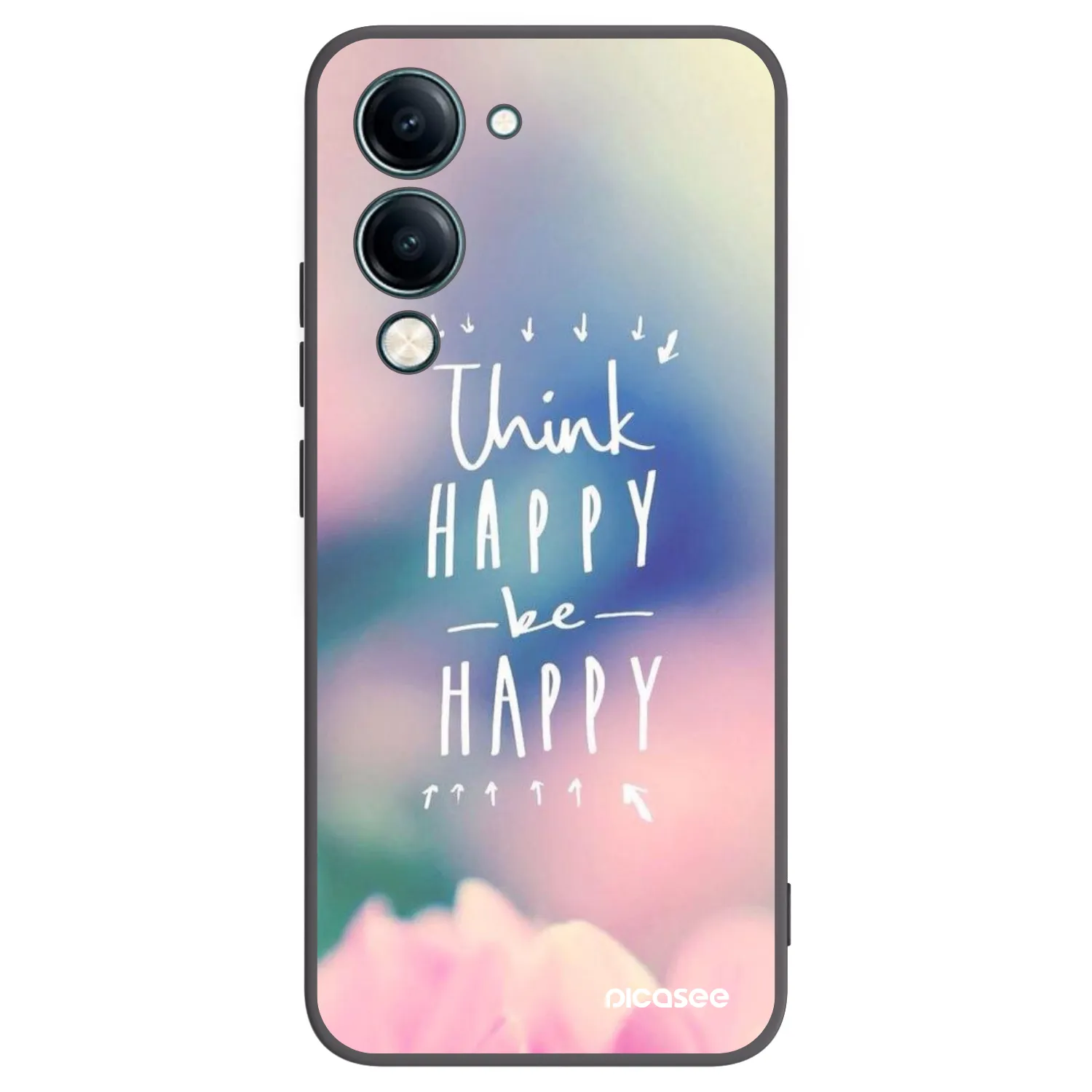 Picasee Μαύρη θήκη σιλικόνης για Vivo Y29s 5G - Think happy be happy