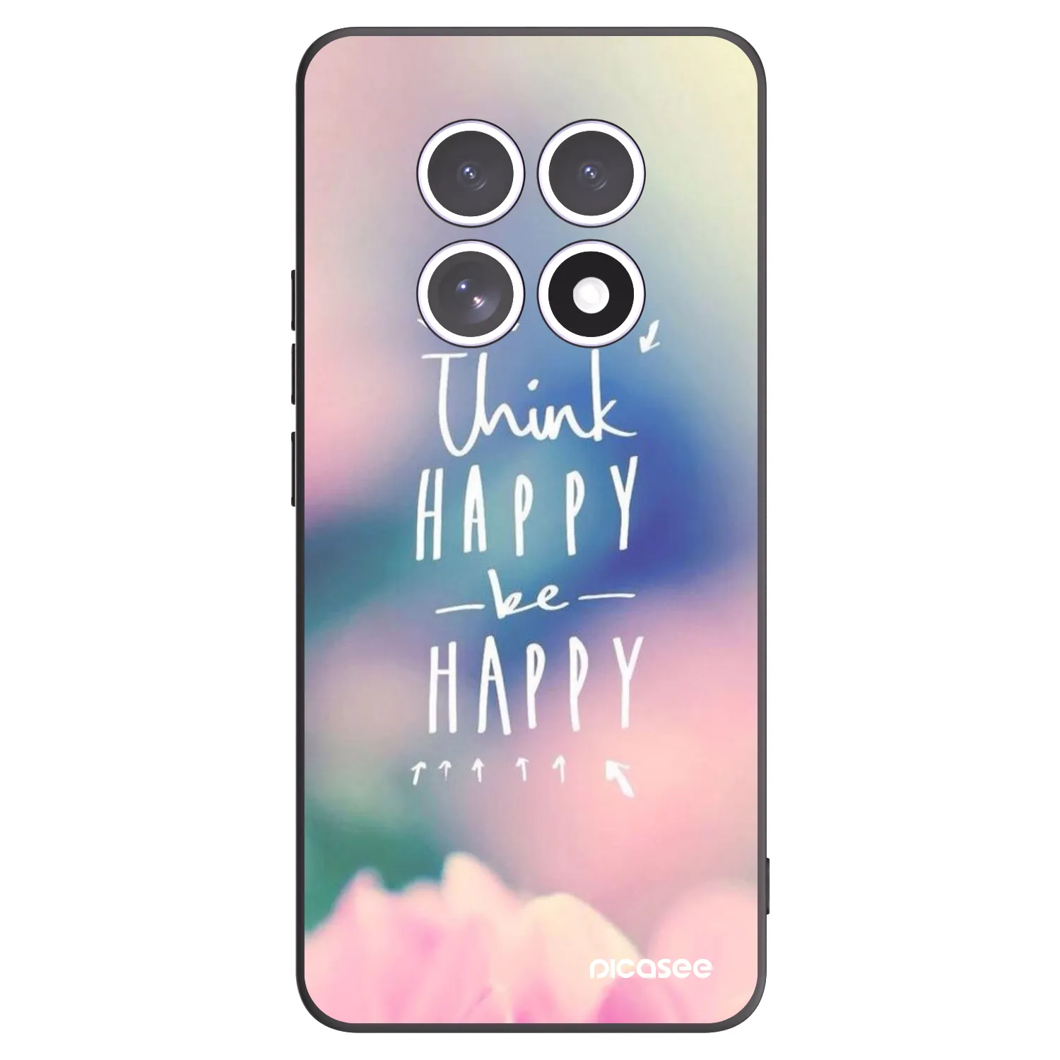 Picasee Μαύρη θήκη σιλικόνης για Xiaomi Redmi Note 15 - Think happy be happy