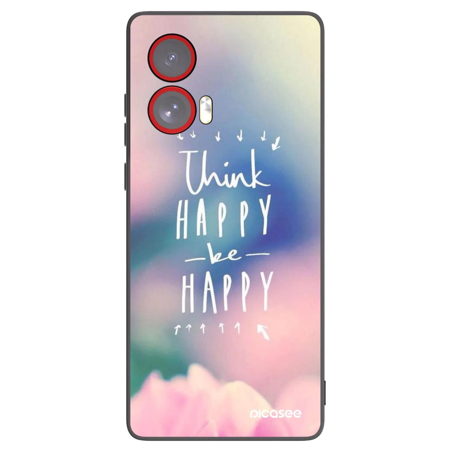 Picasee Μαύρη θήκη σιλικόνης για Motorola Edge 50 Fusion - Think happy be happy