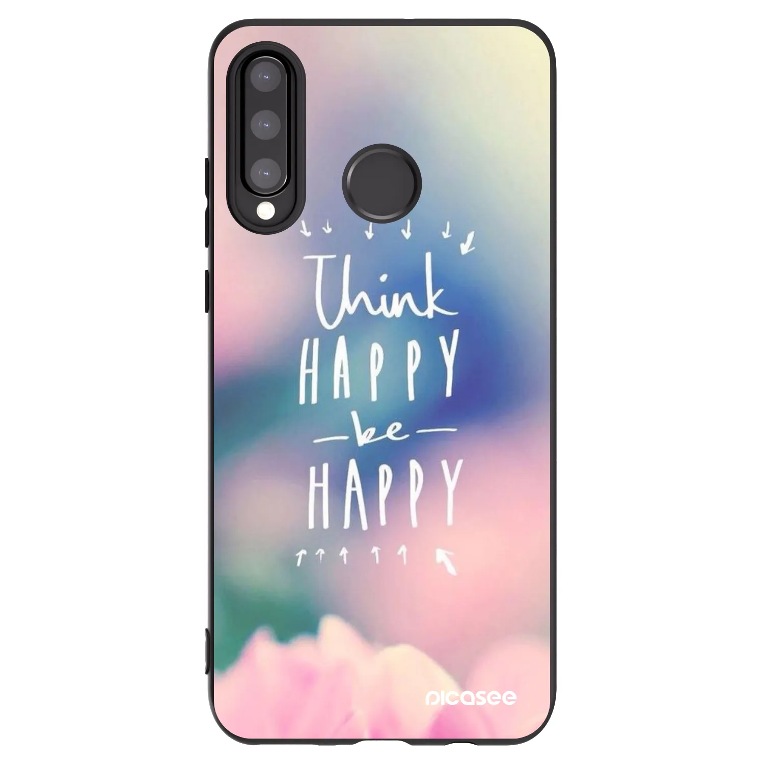 Picasee Μαύρη θήκη σιλικόνης για Huawei P30 Lite - Think happy be happy