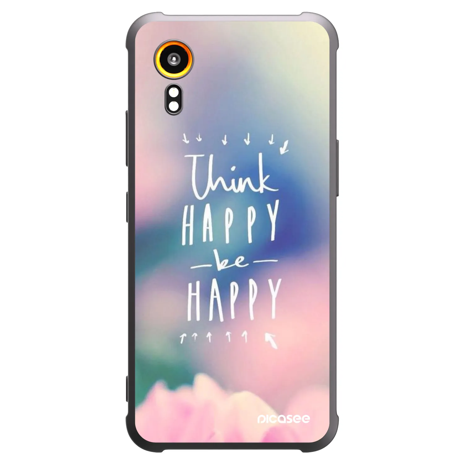 Picasee Μαύρη θήκη σιλικόνης για Samsung Galaxy Xcover 7 - Think happy be happy