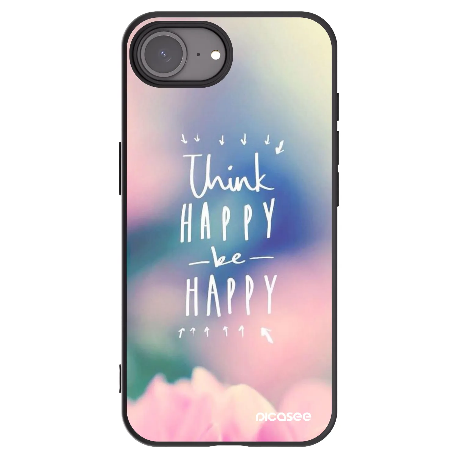 Picasee Μαύρη θήκη σιλικόνης για Apple iPhone 17e - Think happy be happy