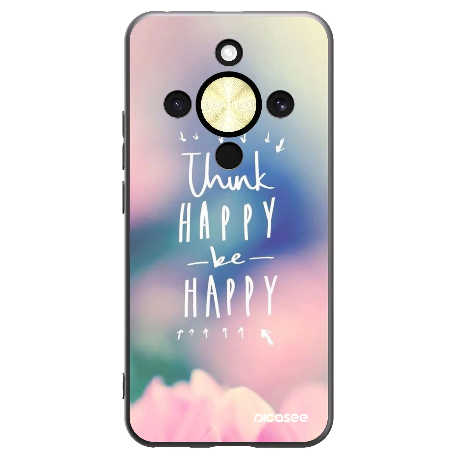 Picasee Μαύρη θήκη σιλικόνης για Honor Magic8 Lite 5G - Think happy be happy