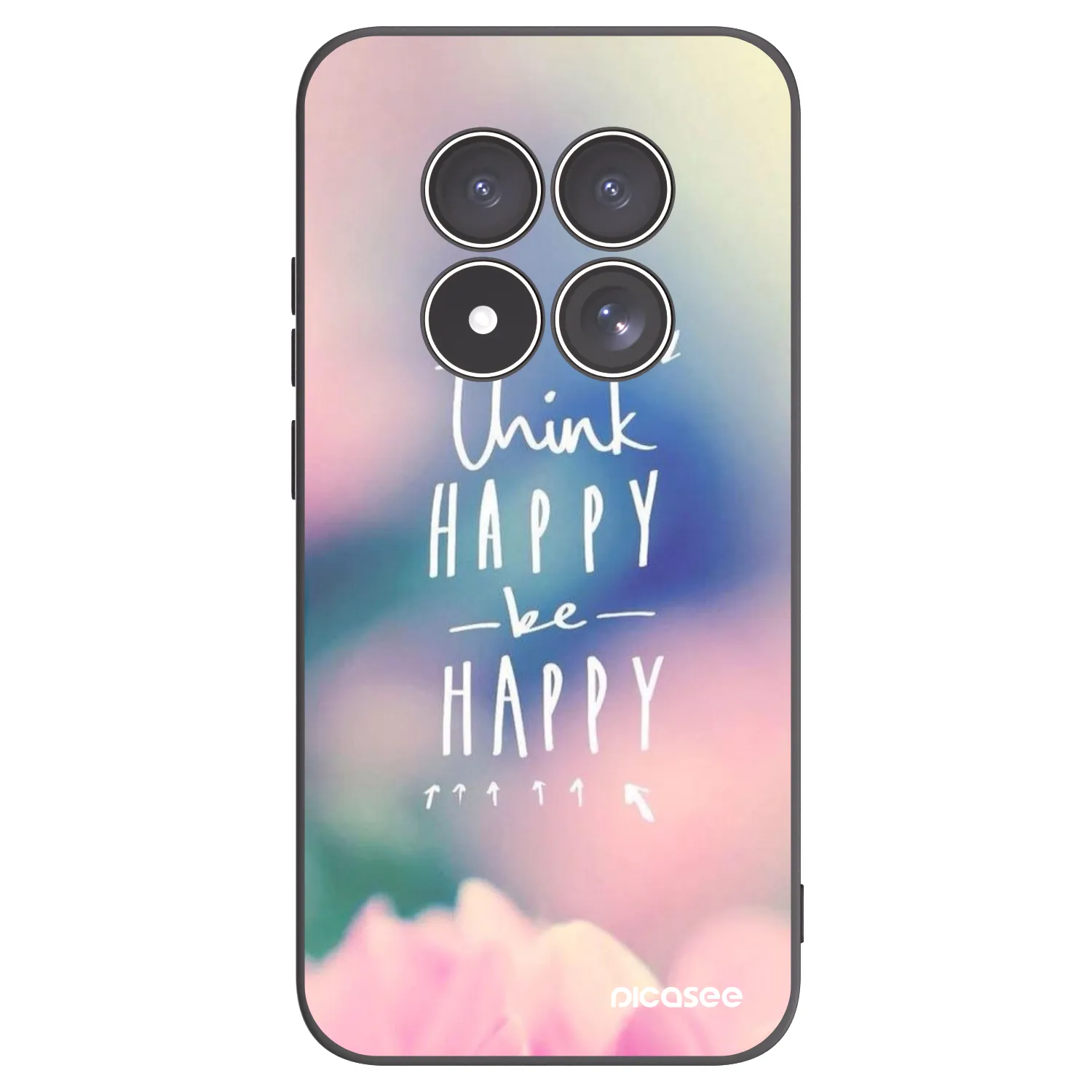 Picasee Μαύρη θήκη σιλικόνης για Xiaomi Redmi Note 15 Pro 5G - Think happy be happy