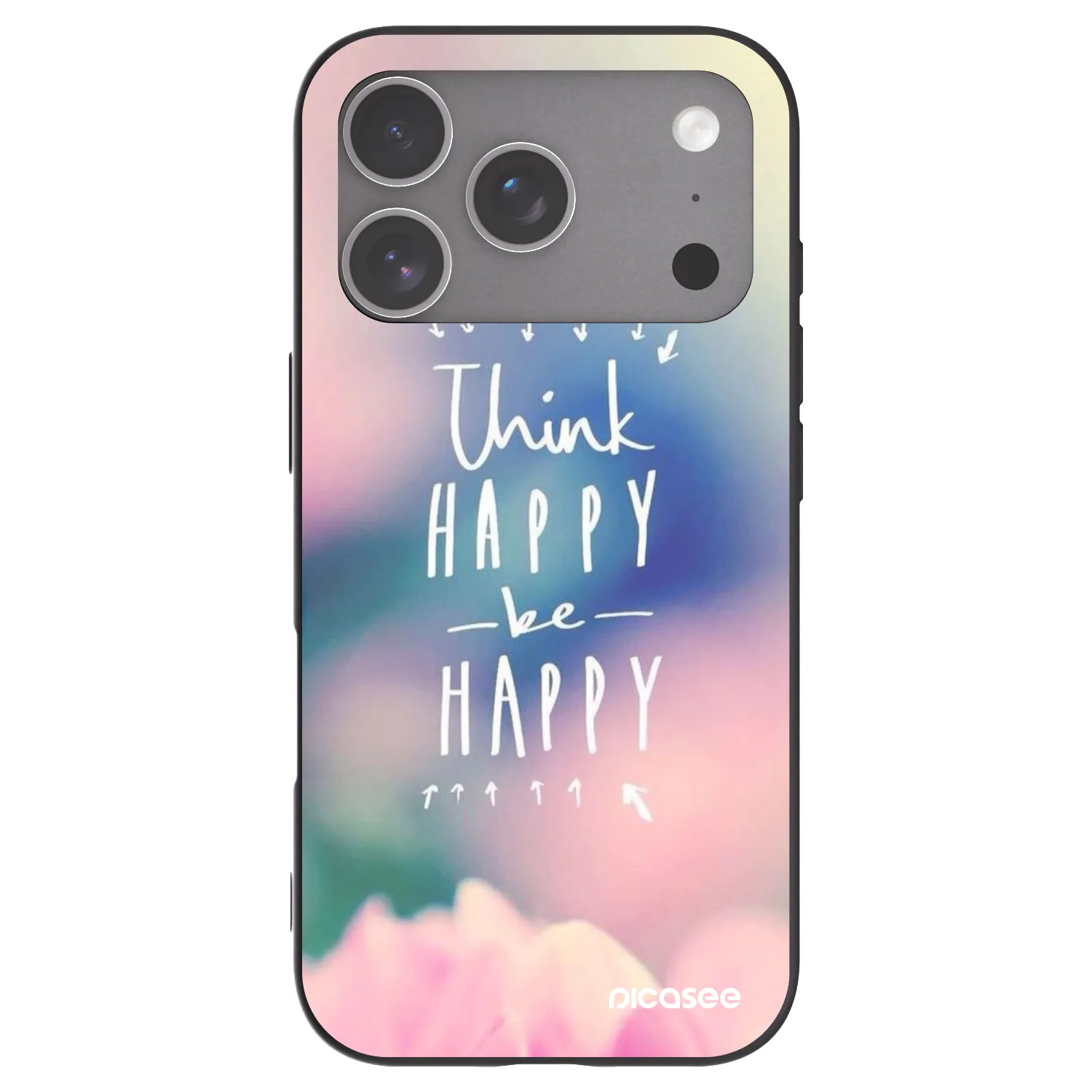 Picasee Μαύρη θήκη σιλικόνης για Apple iPhone 18 Pro - Think happy be happy