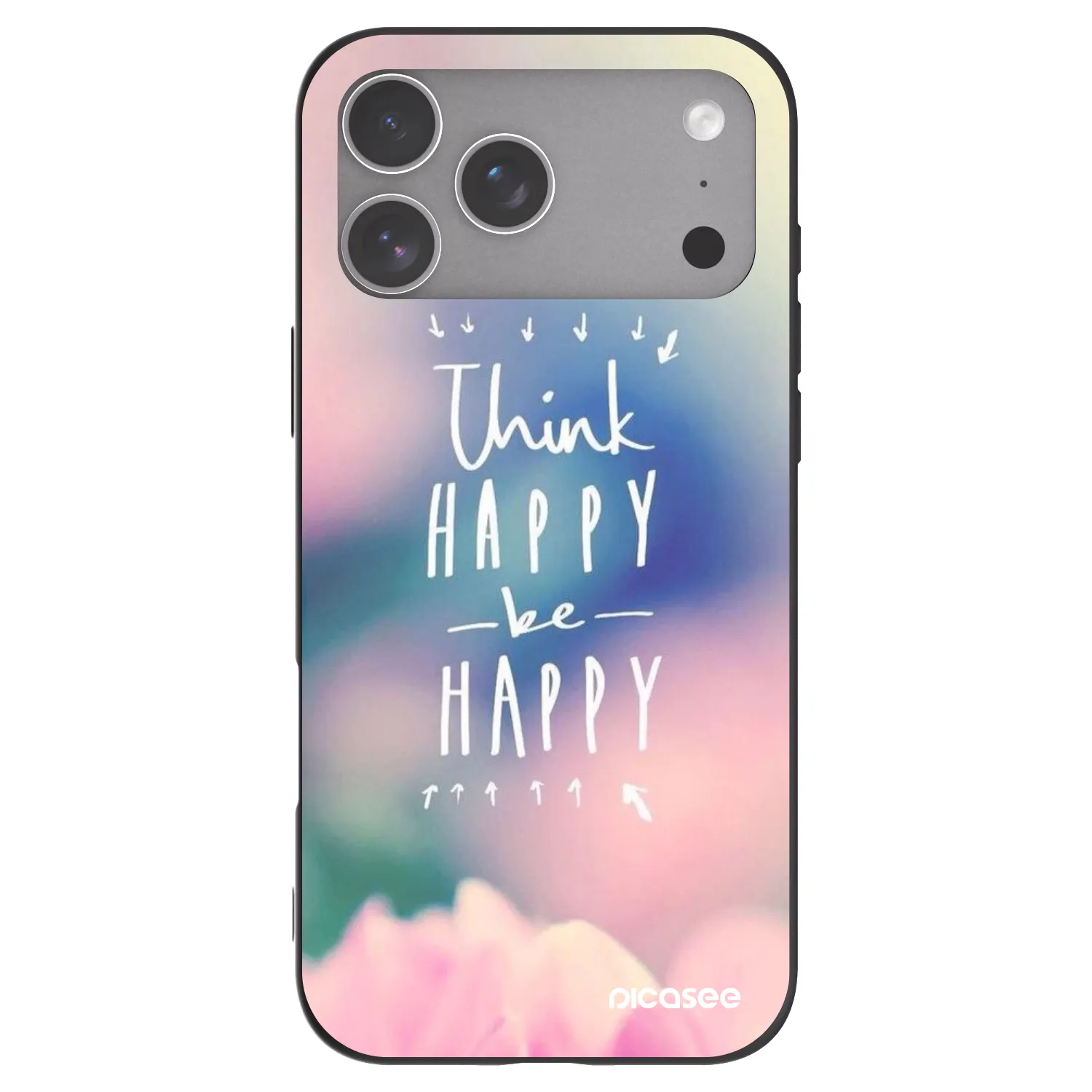Picasee Μαύρη θήκη σιλικόνης για Apple iPhone 18 Pro Max - Think happy be happy