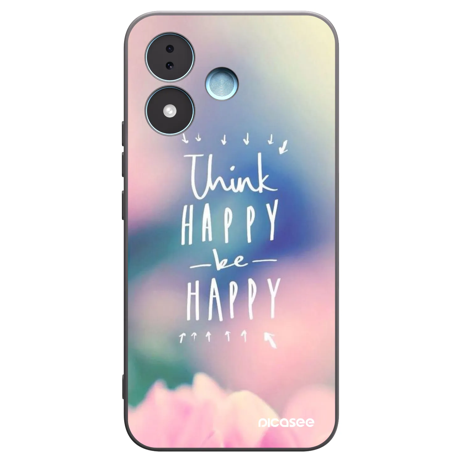 Picasee Μαύρη θήκη σιλικόνης για Xiaomi Redmi Note 17 5G - Think happy be happy