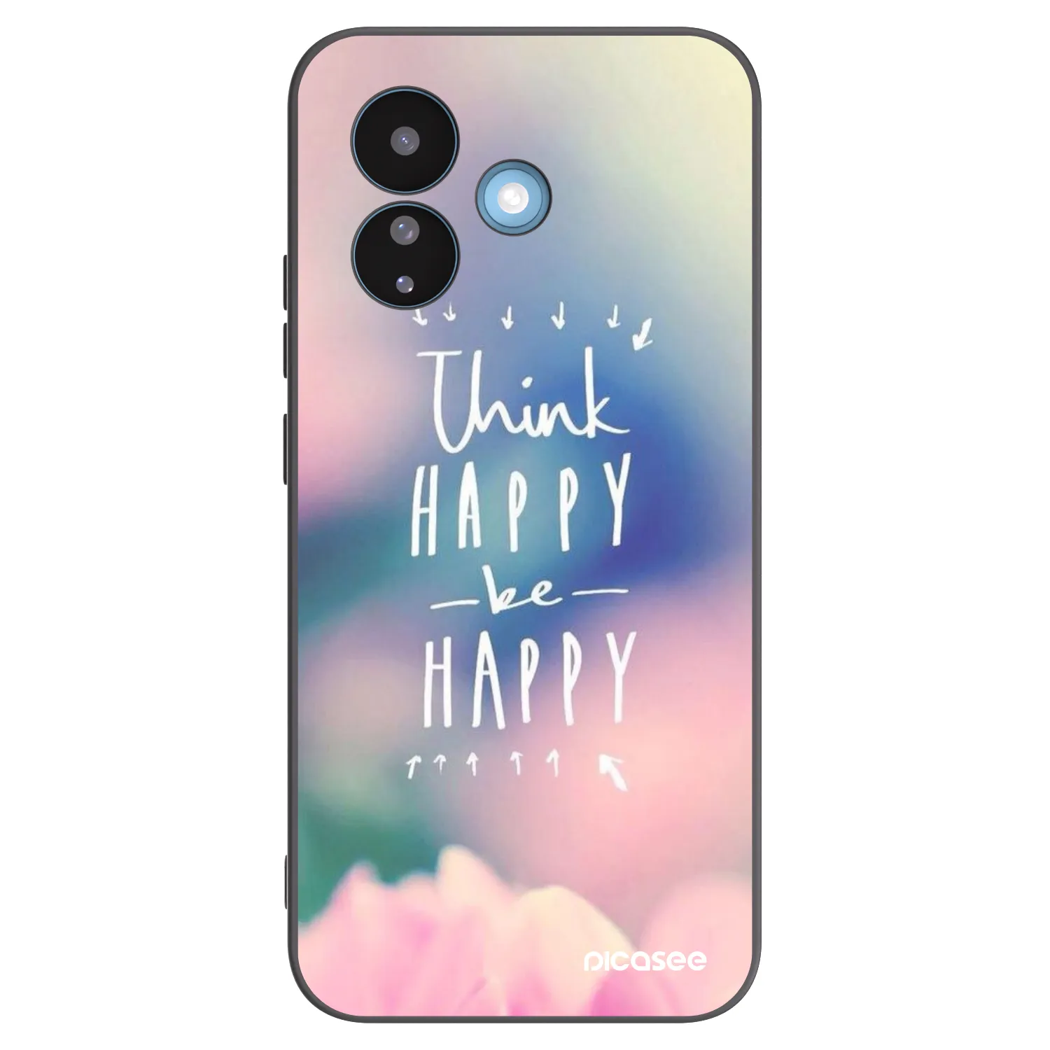 Picasee Μαύρη θήκη σιλικόνης για Xiaomi Redmi Note 17 Pro 5G - Think happy be happy