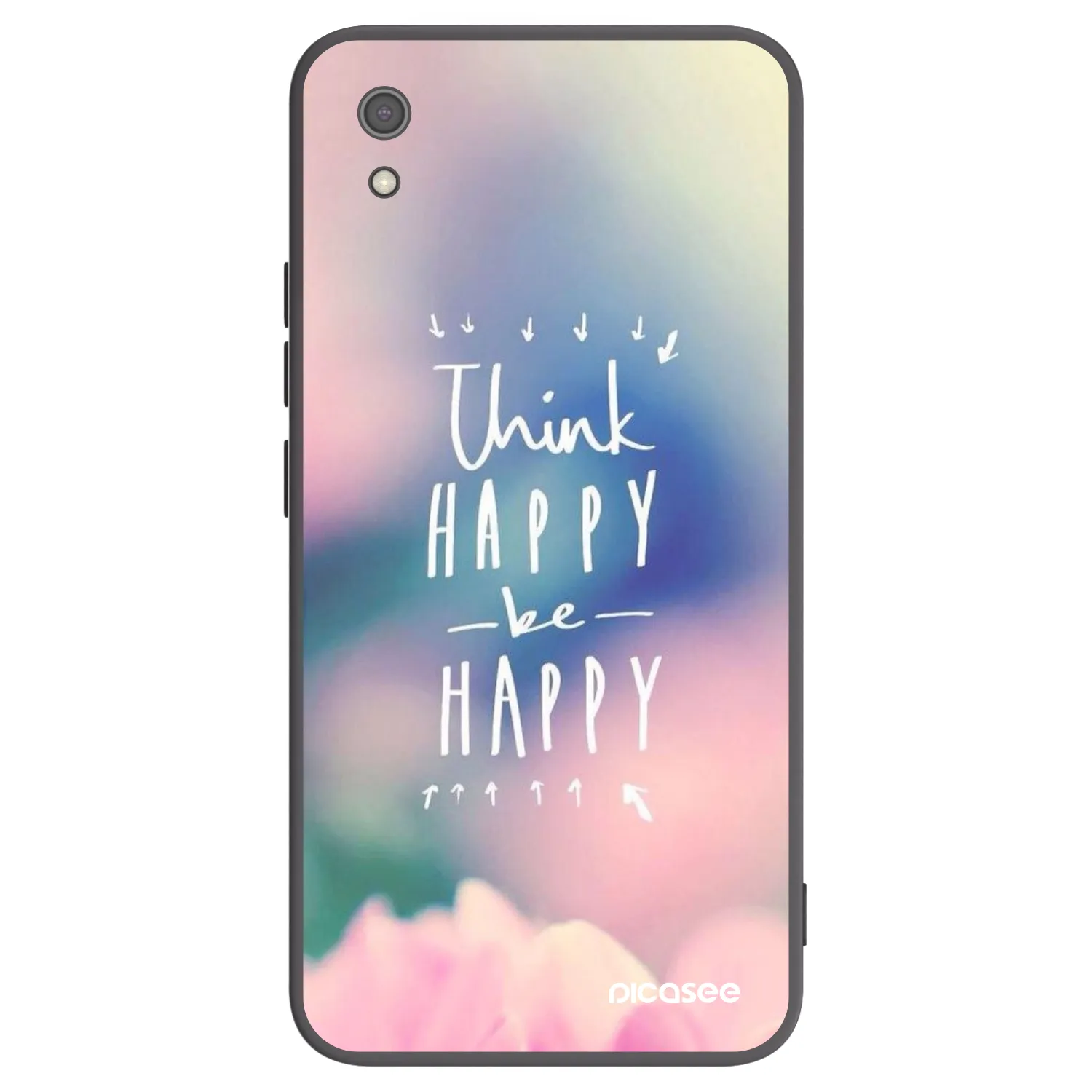 Picasee Μαύρη θήκη σιλικόνης για Xiaomi Redmi 7A - Think happy be happy