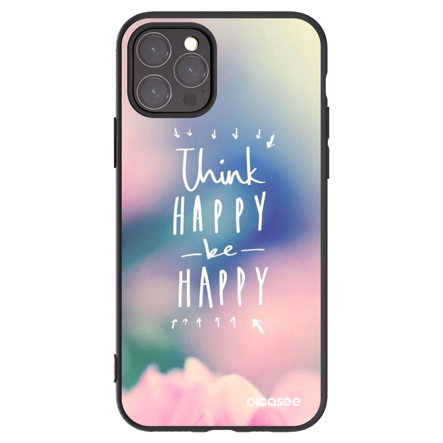 Picasee Μαύρη θήκη σιλικόνης για Apple iPhone 11 Pro - Think happy be happy