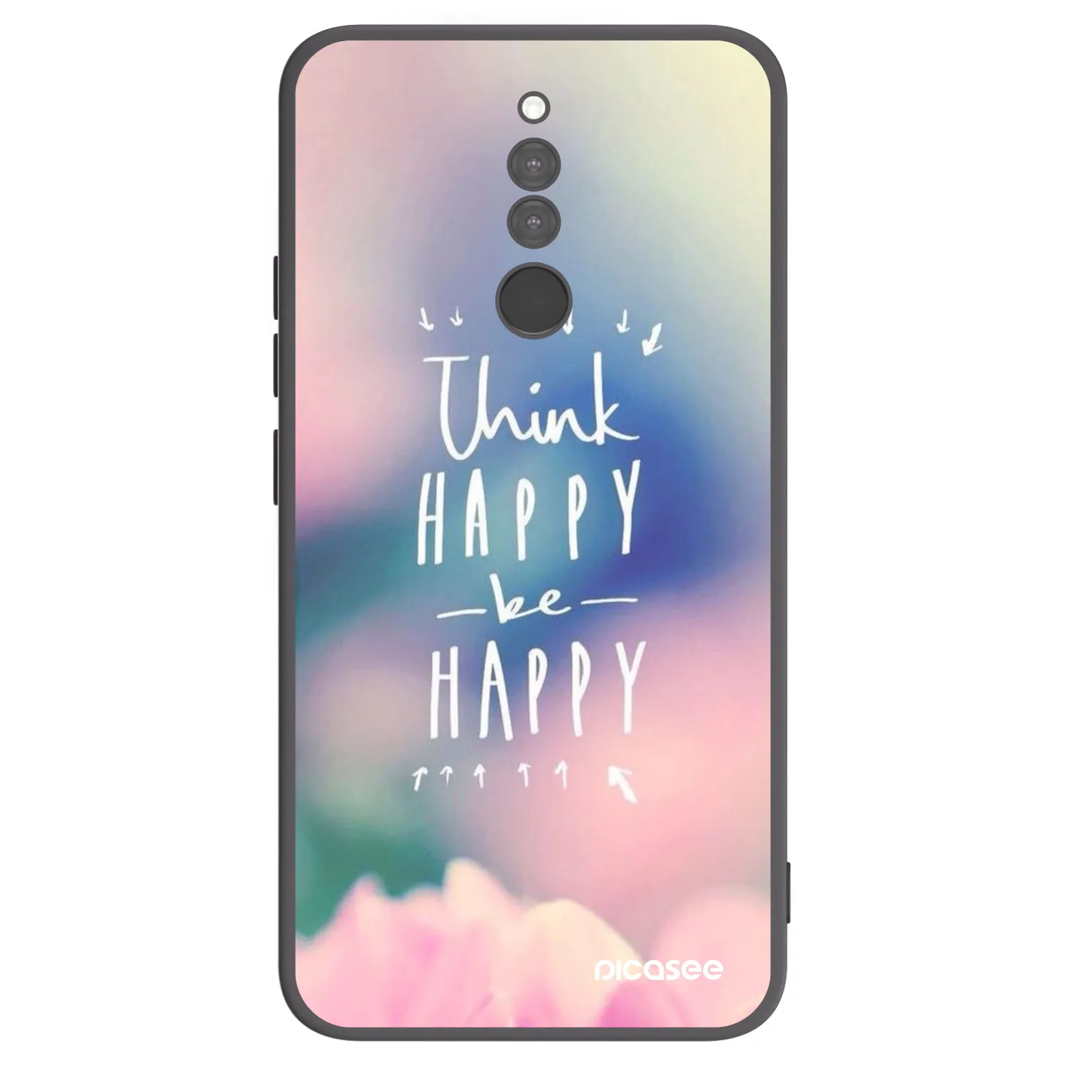 Picasee Μαύρη θήκη σιλικόνης για Xiaomi Redmi 8 - Think happy be happy